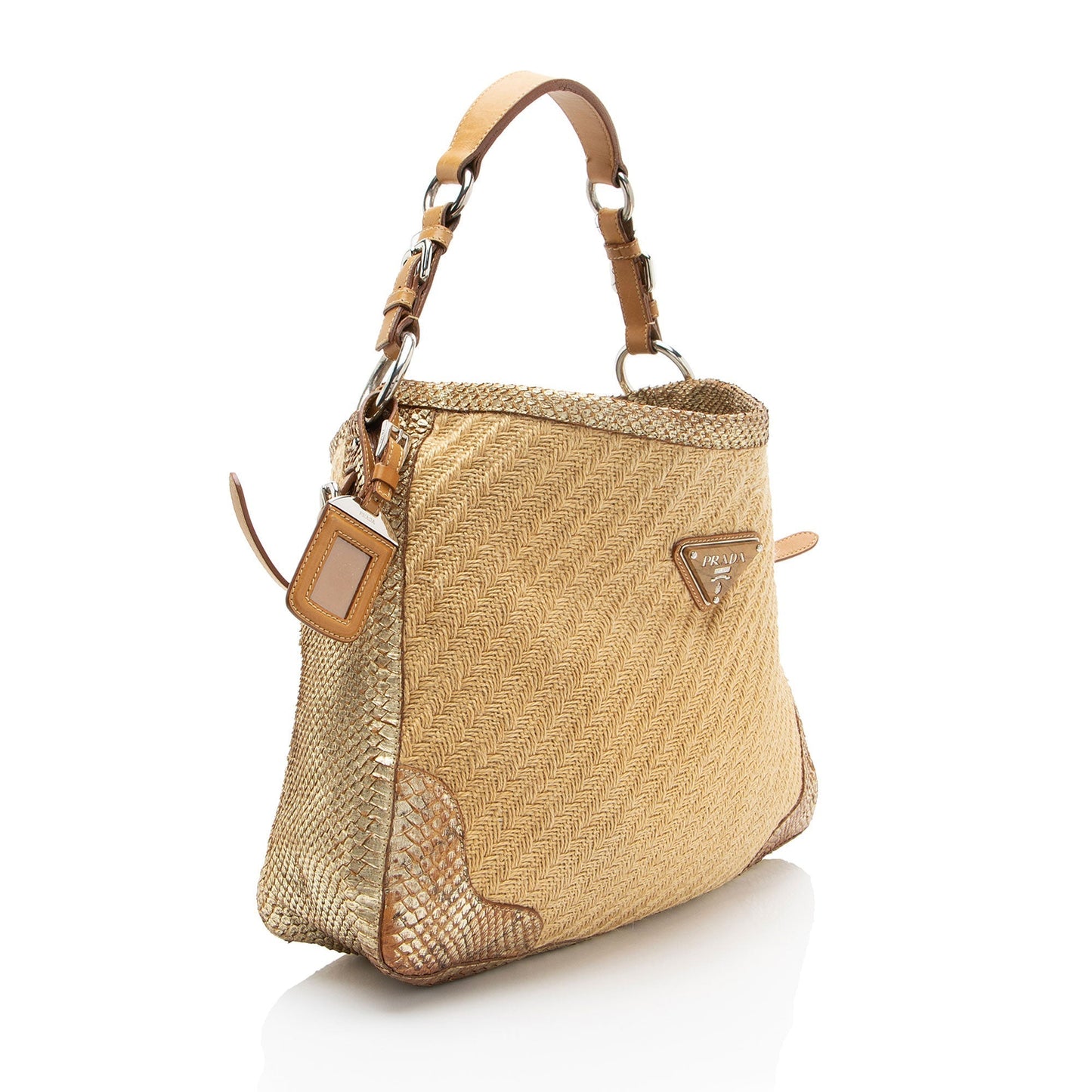 Prada Jute Metallic Hobo Python Shoulder Bag