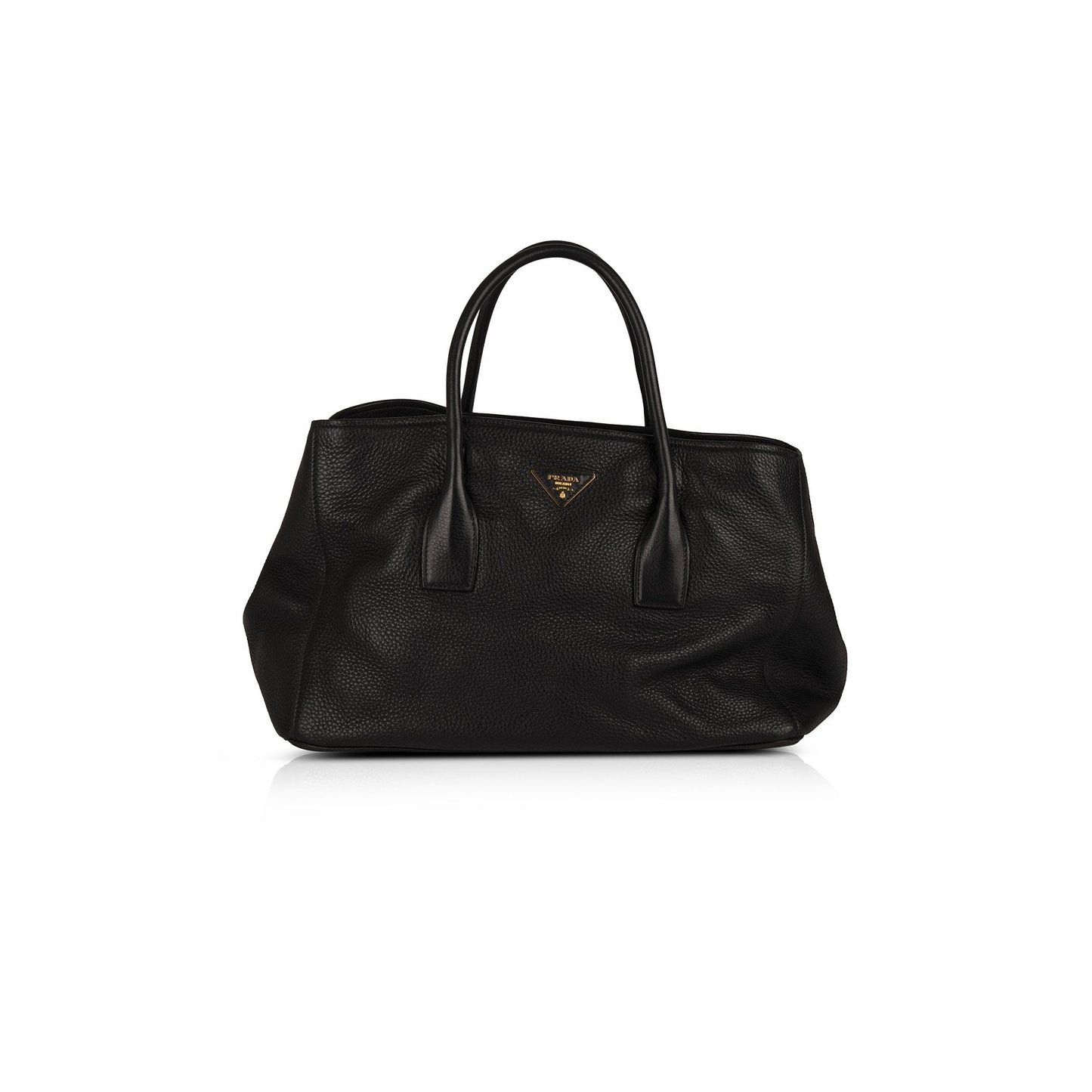 Prada Vitello Daino Tote Handbag Black Large Tote Bag