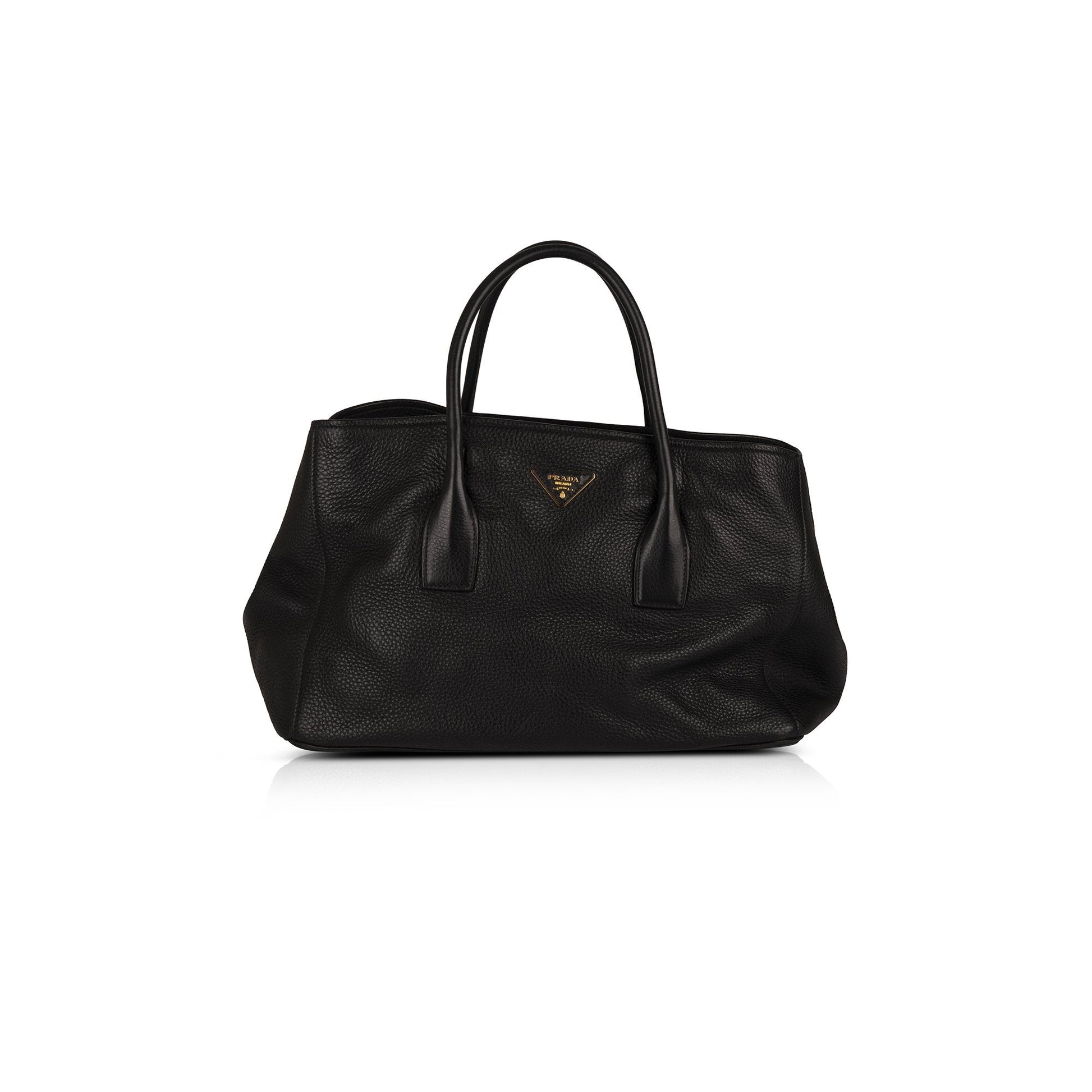 Prada Vitello Daino Tote Handbag Black Large Tote Bag