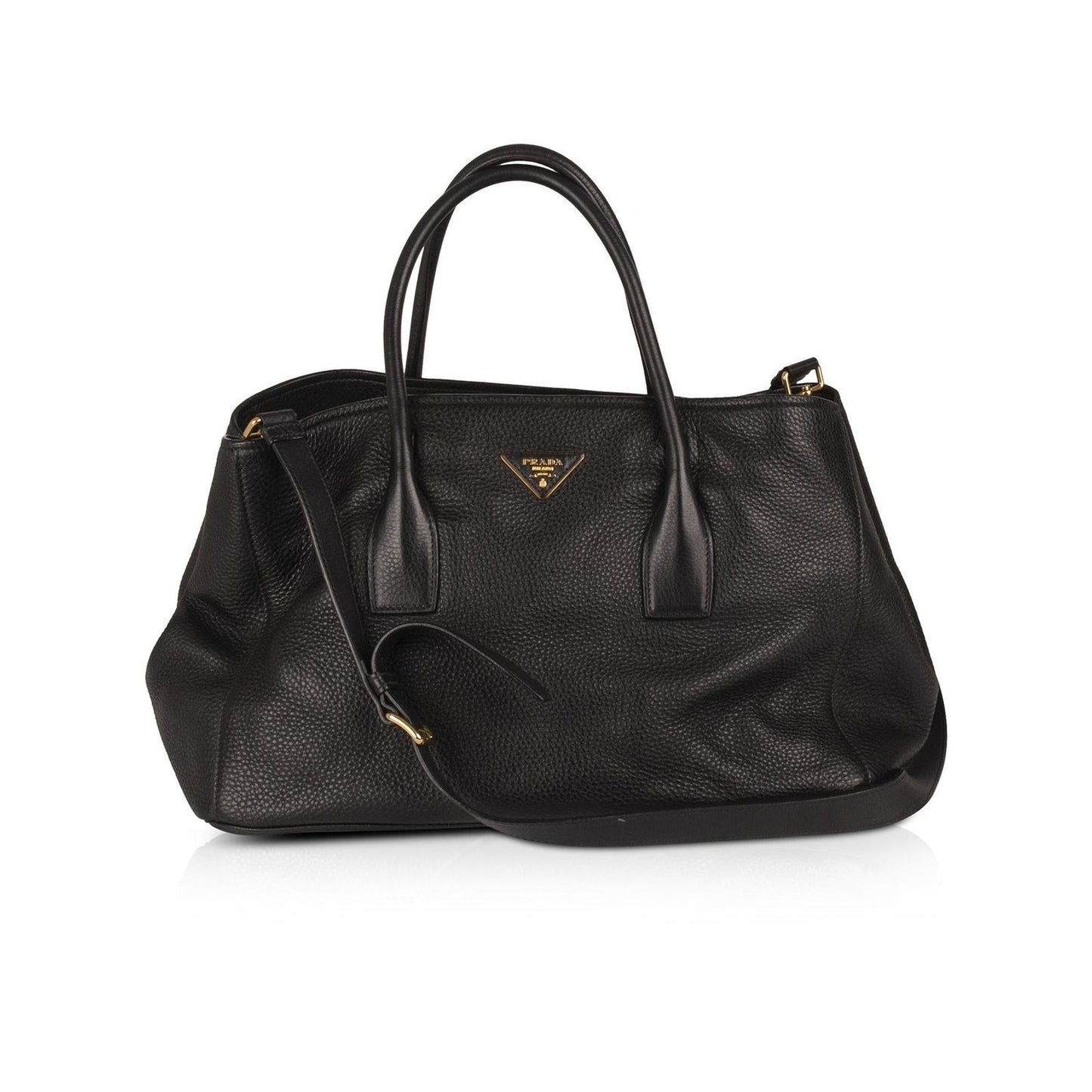Prada Vitello Daino Tote Handbag Black Large Tote Bag