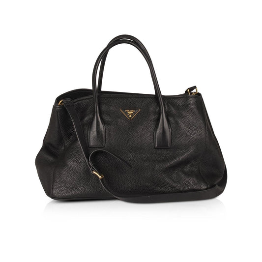 Prada Vitello Daino Tote Handbag Black Large Tote Bag