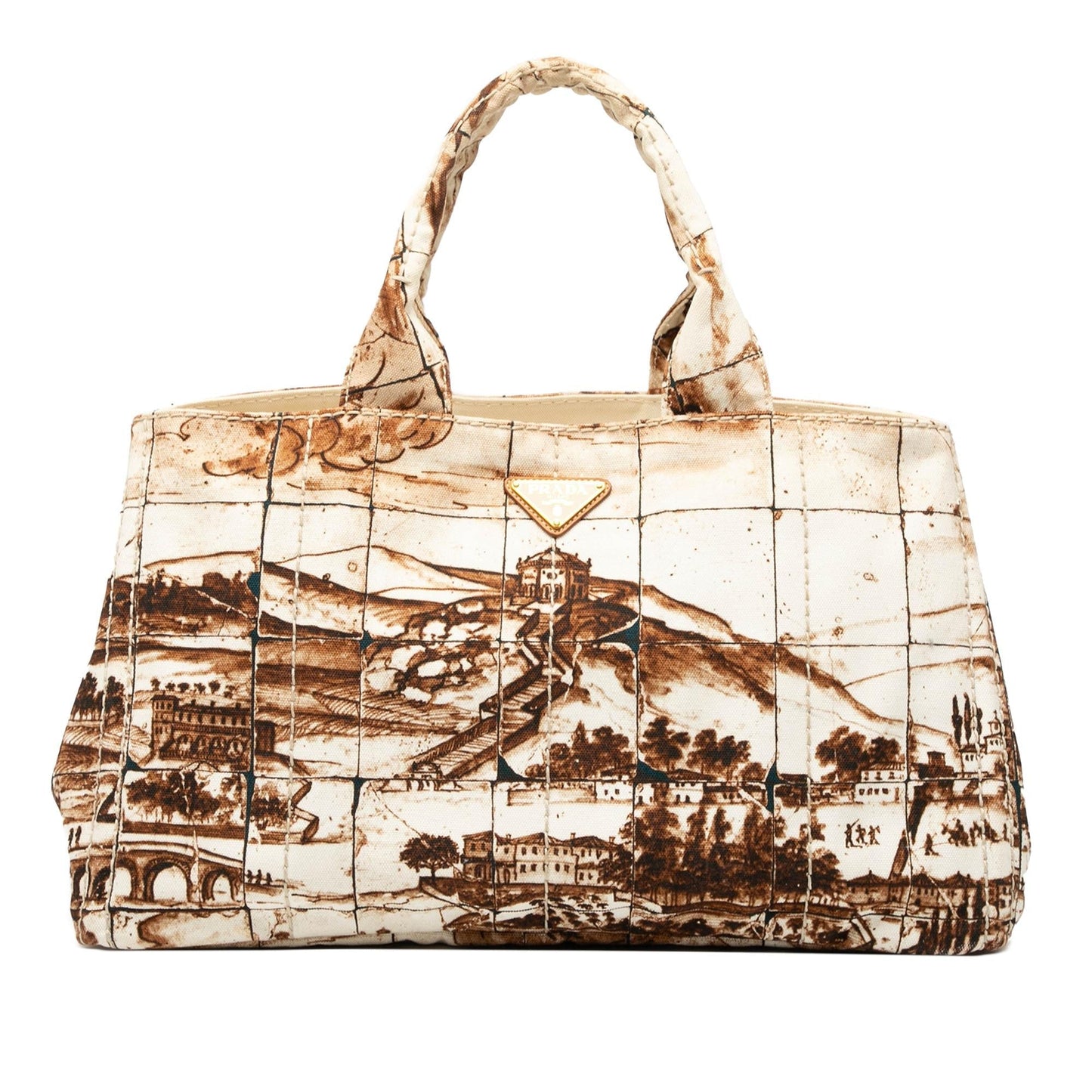Prada Canapa Azulejos Satchel Canvas Large Satchel Bag Azulejos Satchel 1