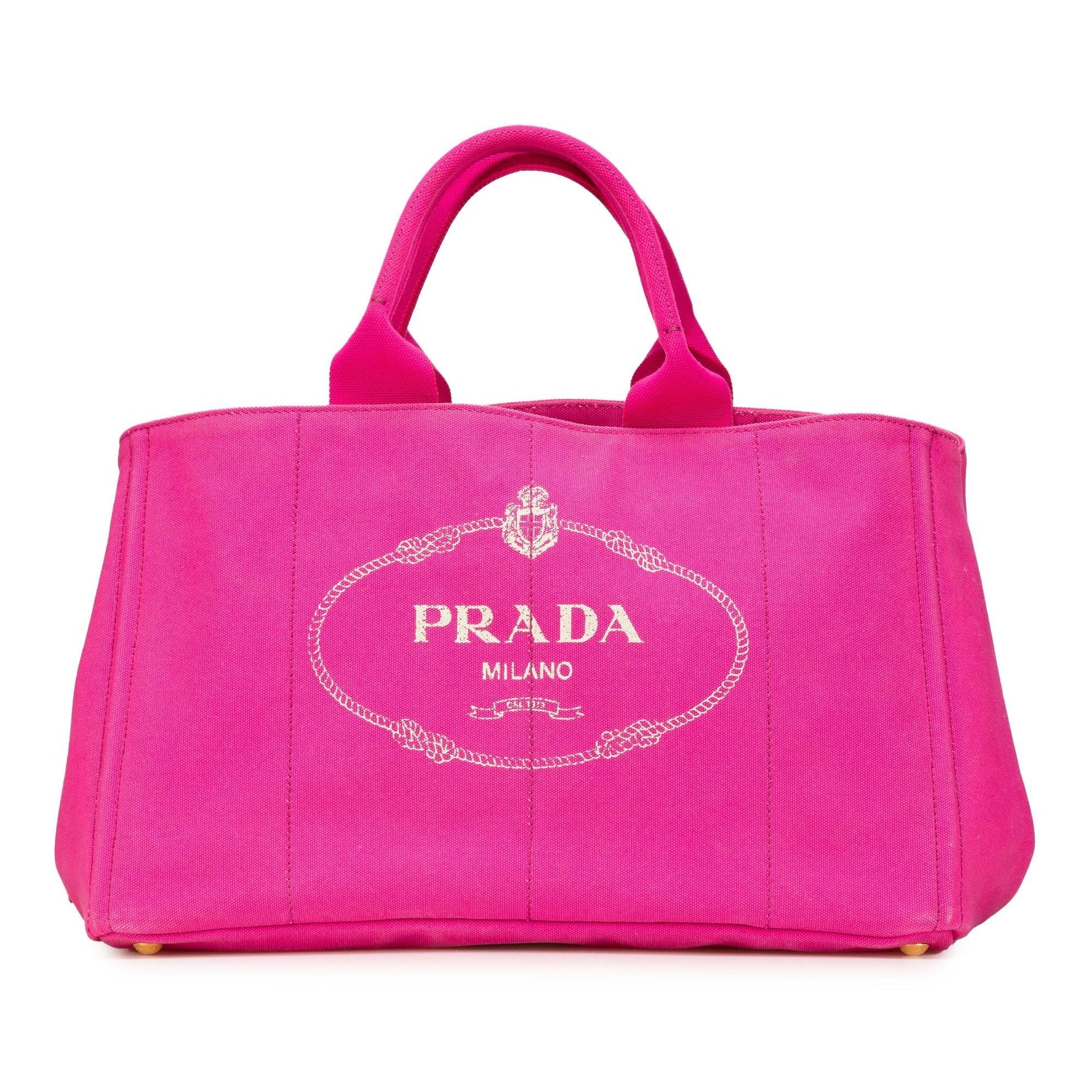 Prada Canapa Satchel Canvas Large Logo Satchel Bag