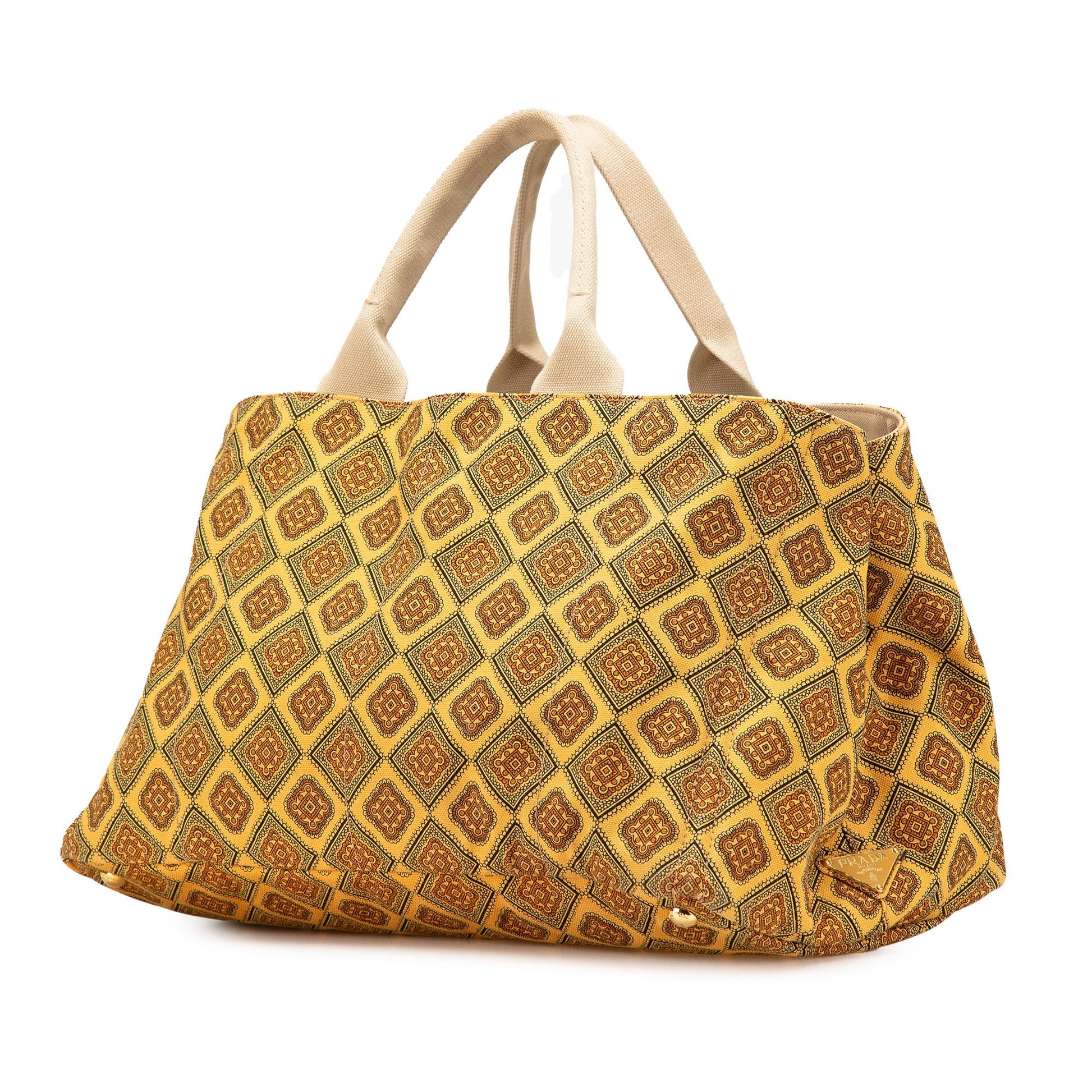 Prada Printed Canapa Satchel Canvas Large Satchel Bag