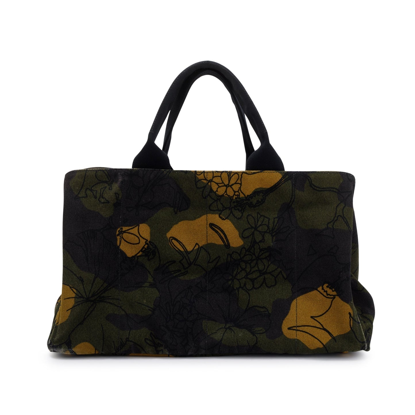 Prada Printed Canapa Tote Handbag Canvas Green Tote Bag