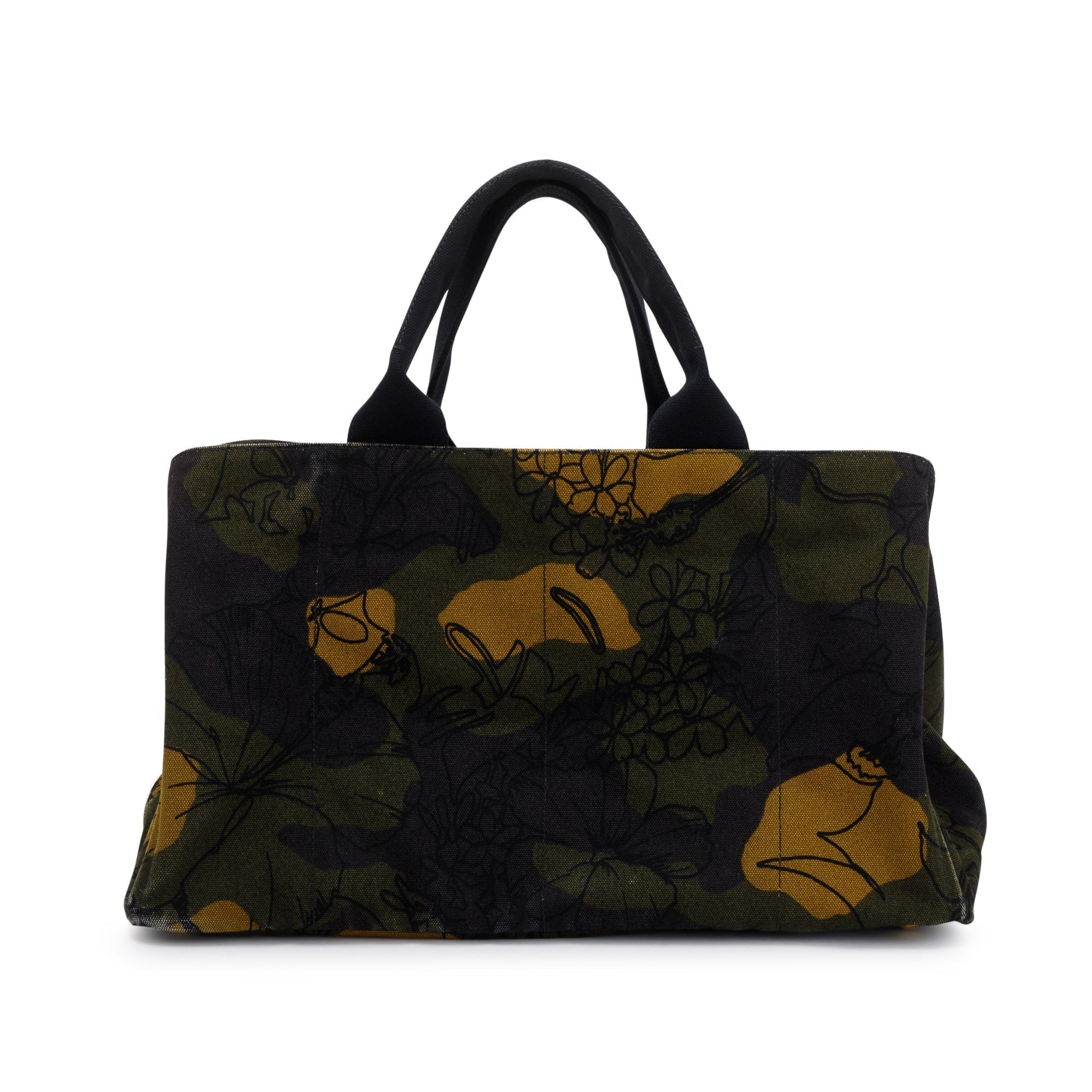 Prada Printed Canapa Tote Handbag Canvas Green Tote Bag
