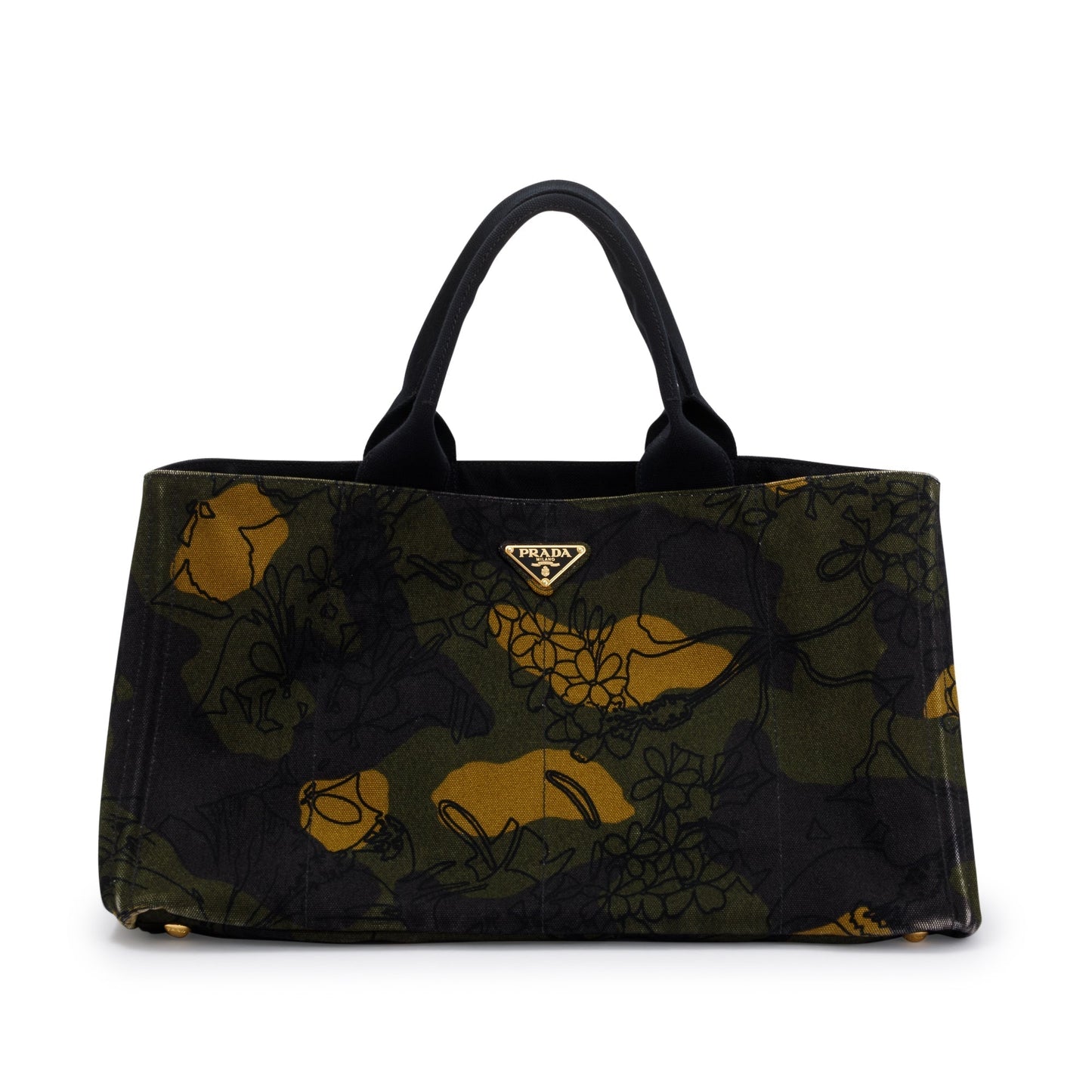 Prada Printed Canapa Tote Handbag Canvas Green Tote Bag