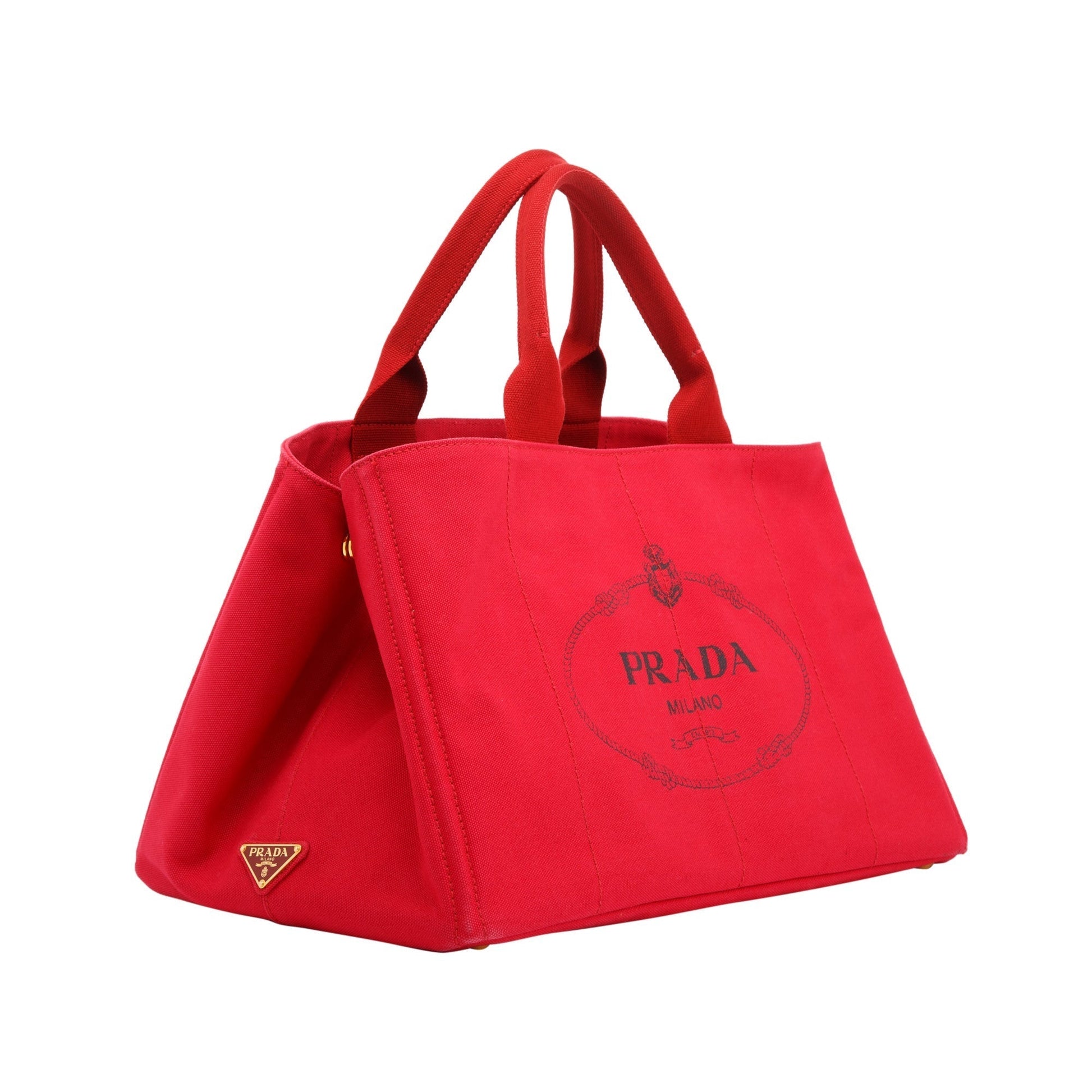 Prada Canapa Tote Handbag Red Large Tote Bag