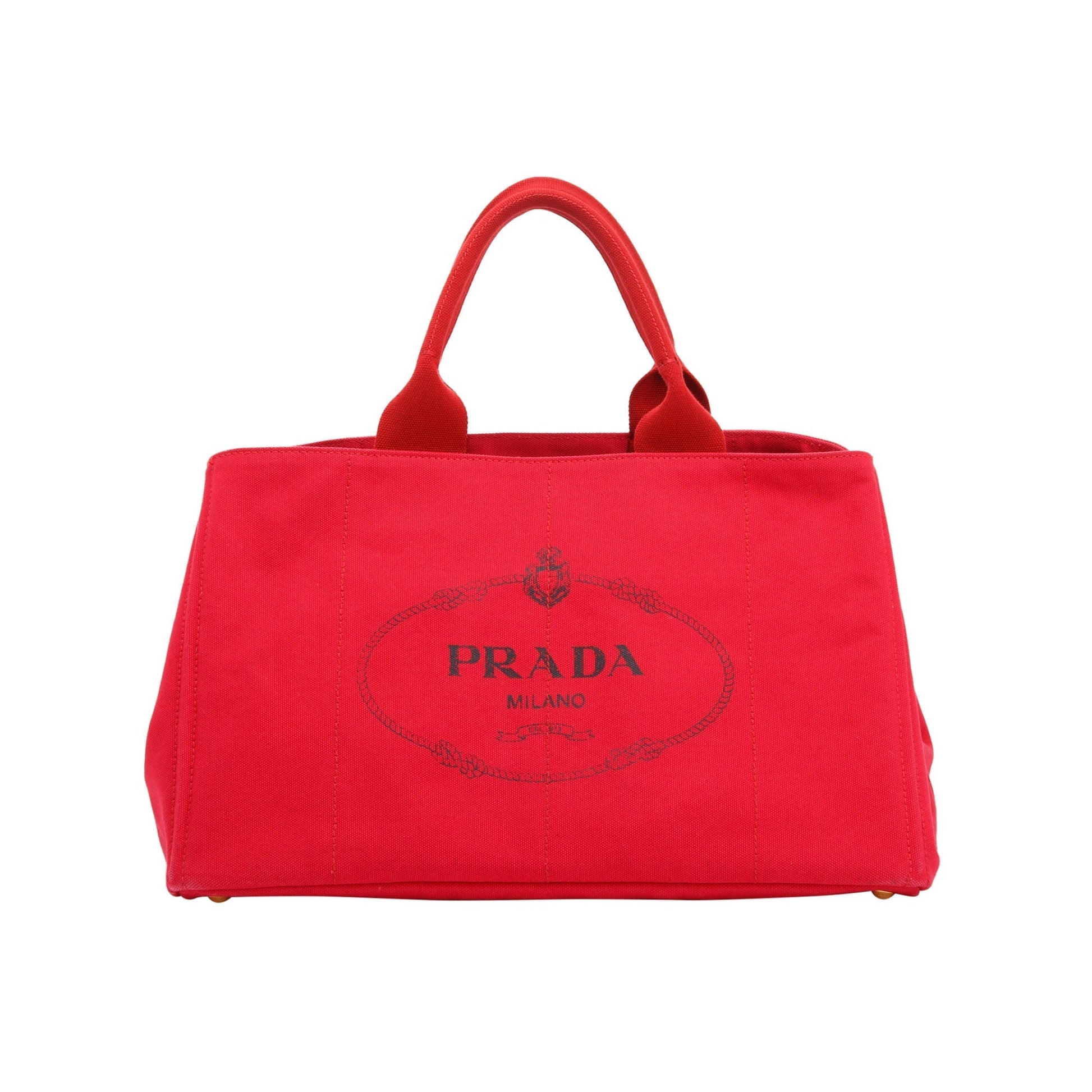 Prada Canapa Tote Handbag Red Large Tote Bag