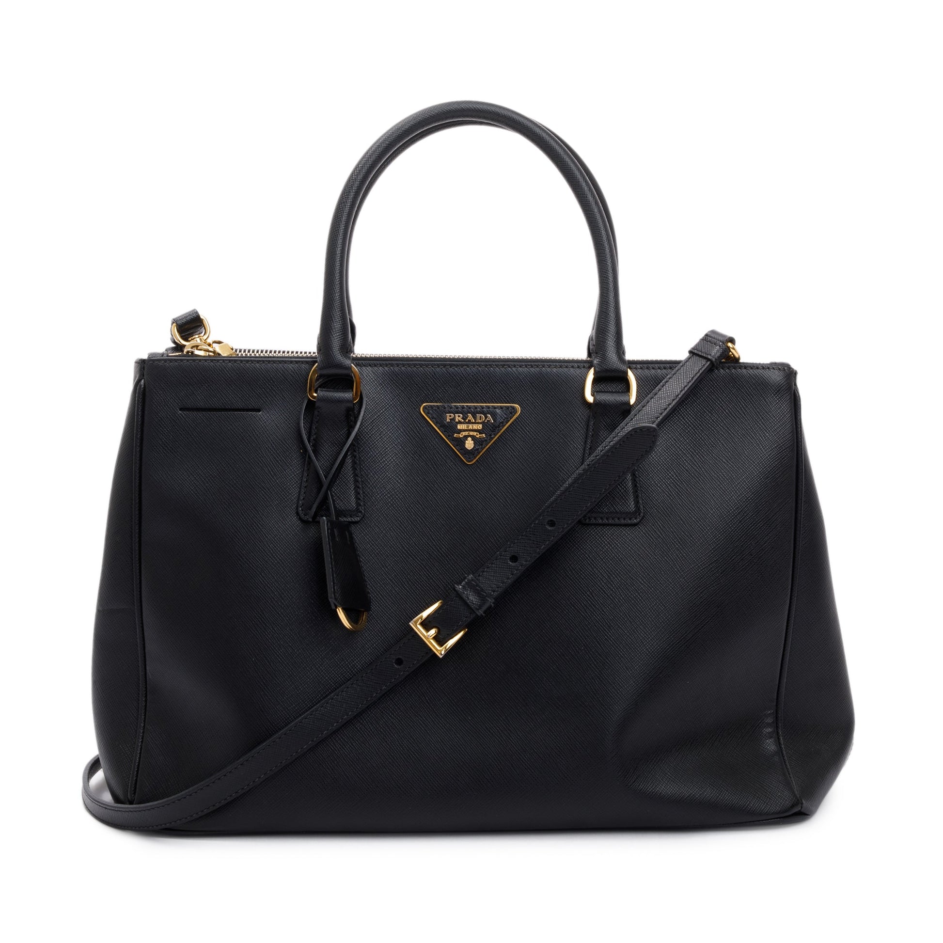 Prada Saffiano Lux Double Zip Galleria Tote Handbag Large Tote Bag