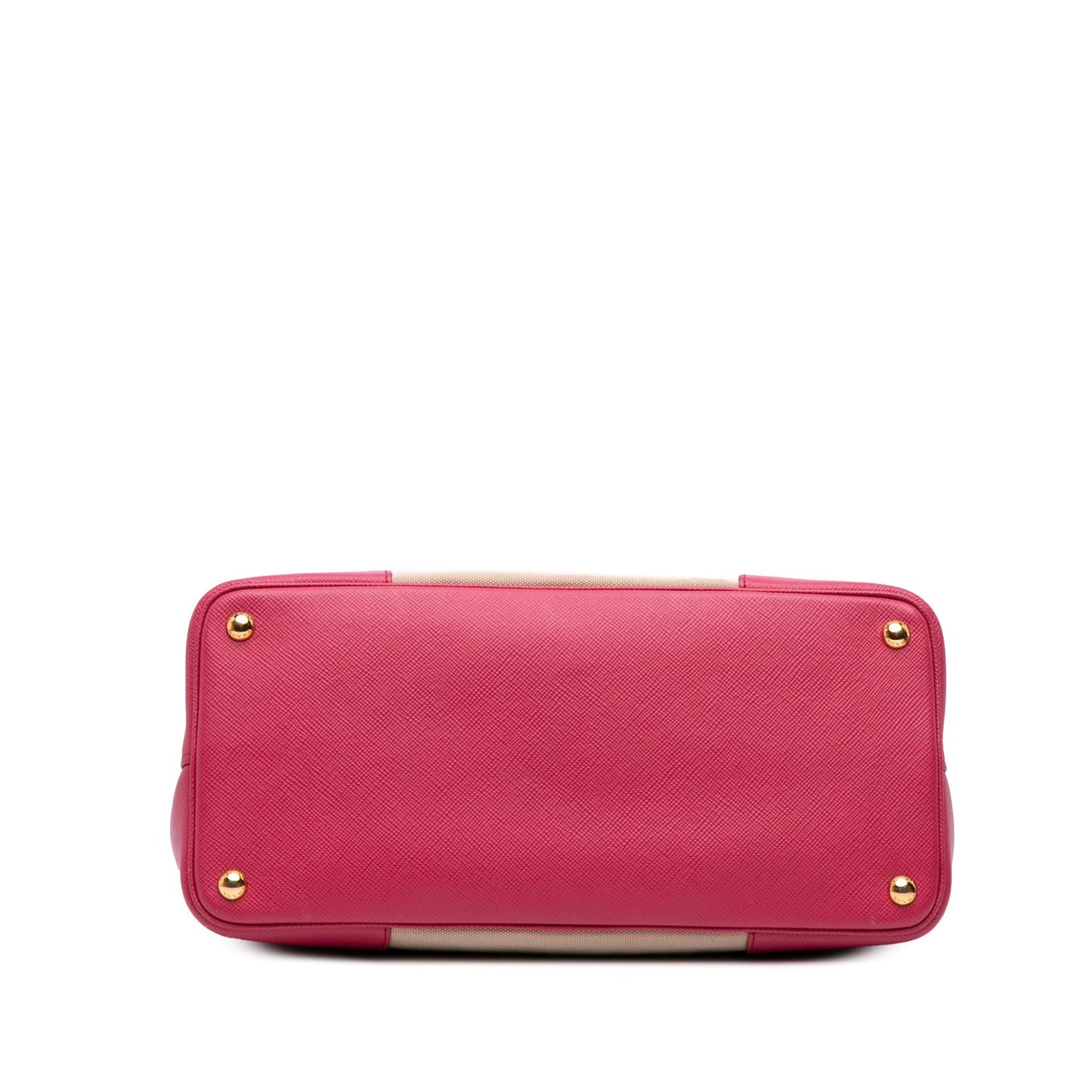 Prada Trimmed Canapa Double Satchel Saffiano Large Satchel Bag
