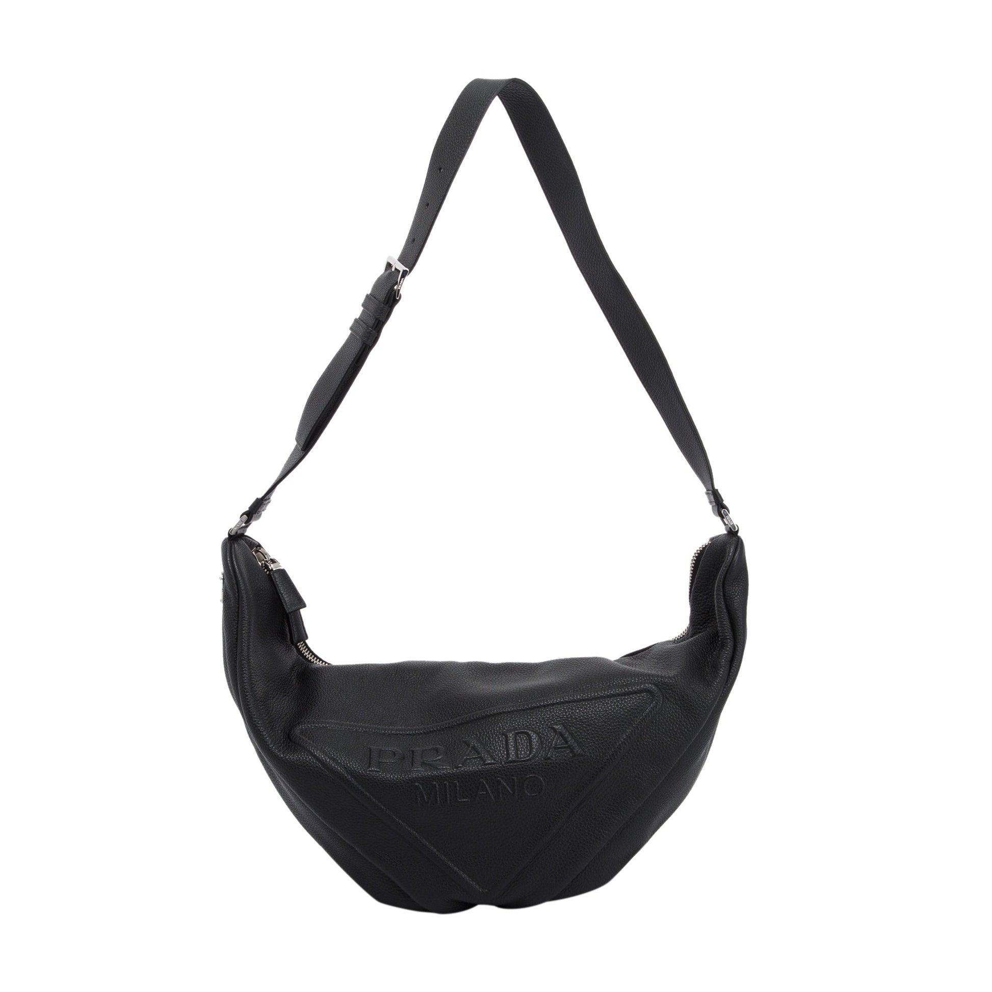 Prada Vitello Daino Triangle Bag Leather Large Travel Bag