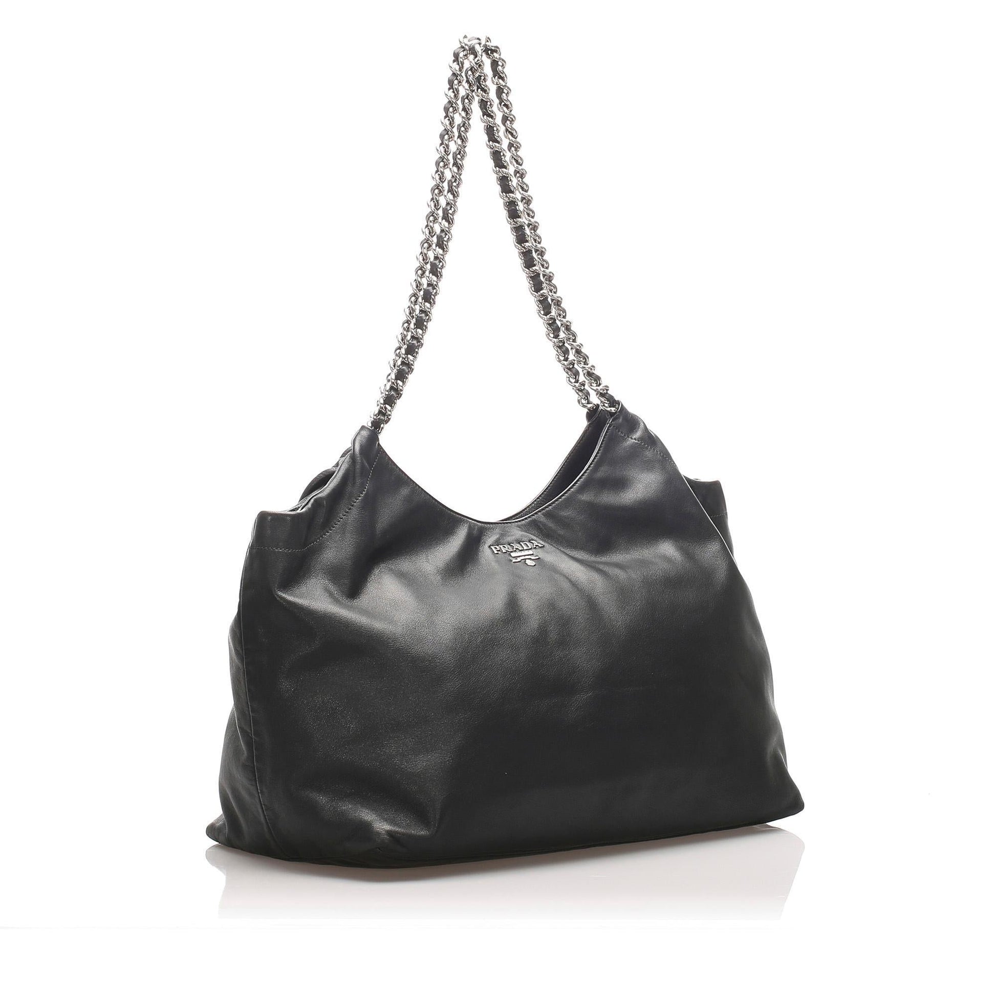 Prada Tote Leather Chain Tote Bag
