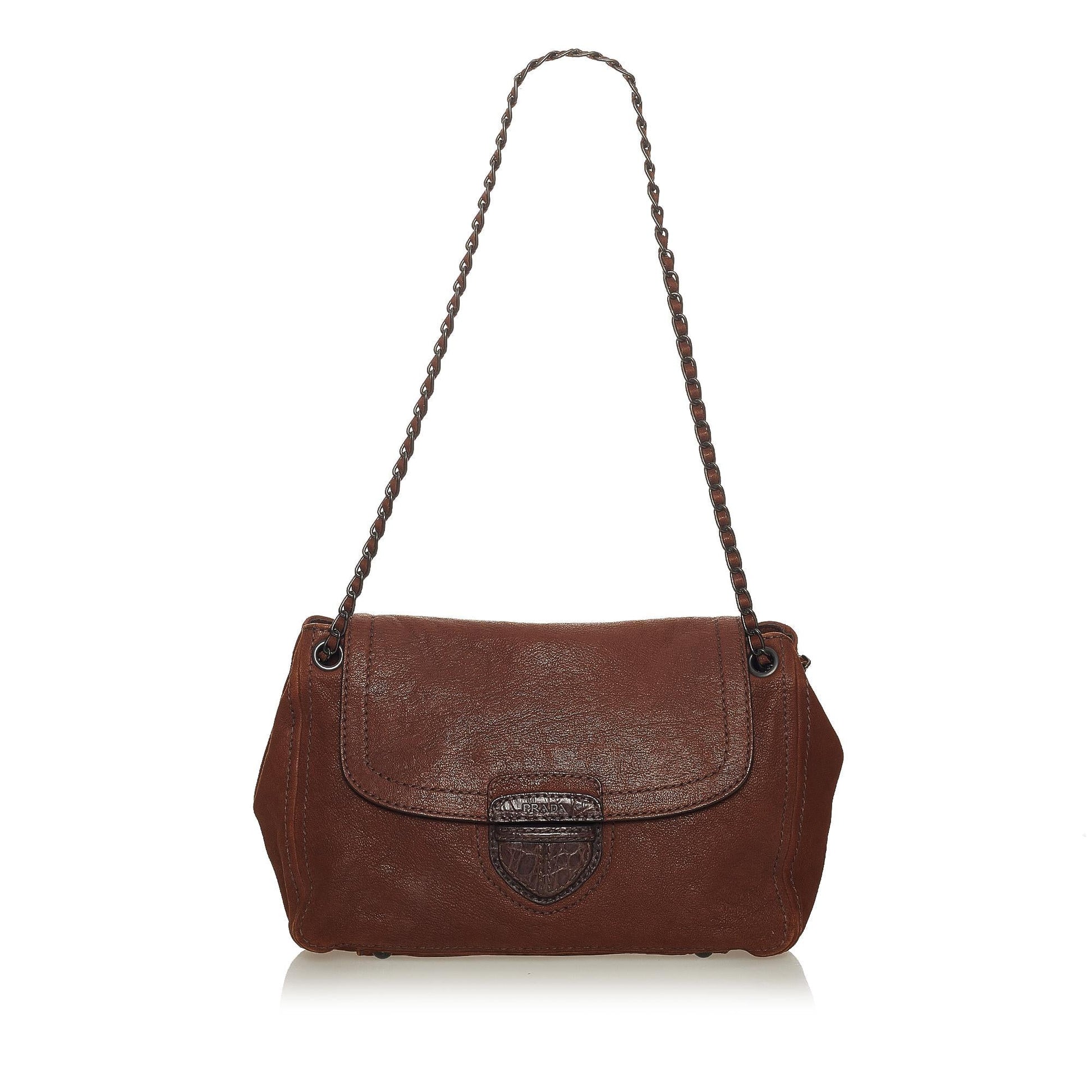 Prada Shoulder Bag Shg Leather Chain Flap