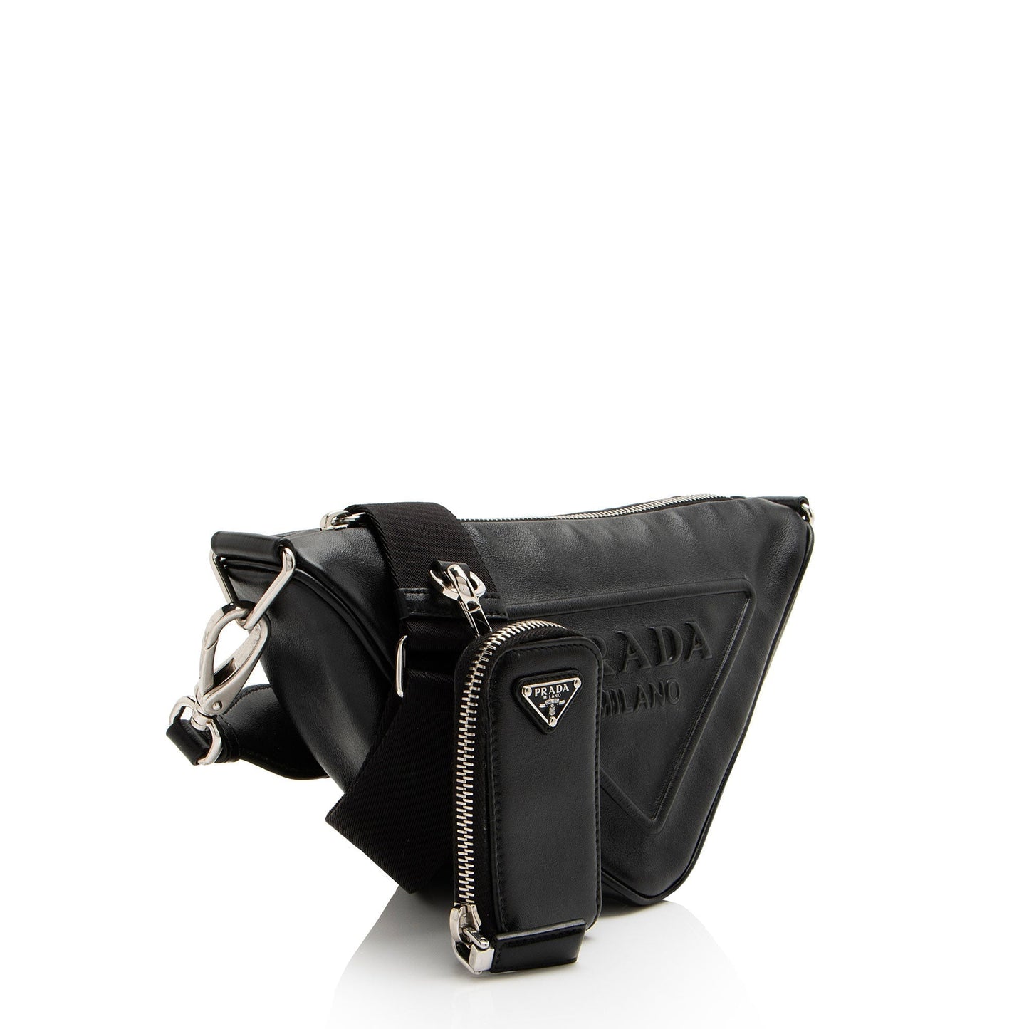 Prada Triangle Crossbody Leather Logo Crossbody Bag