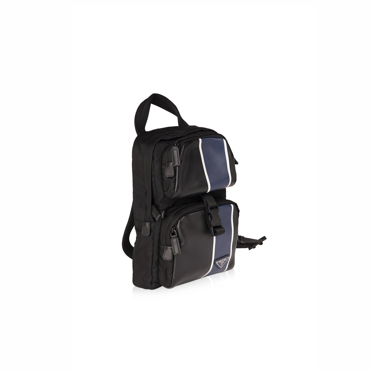 Prada Trimmed Tessuto Sling Backpack Handbag Leather Nylon