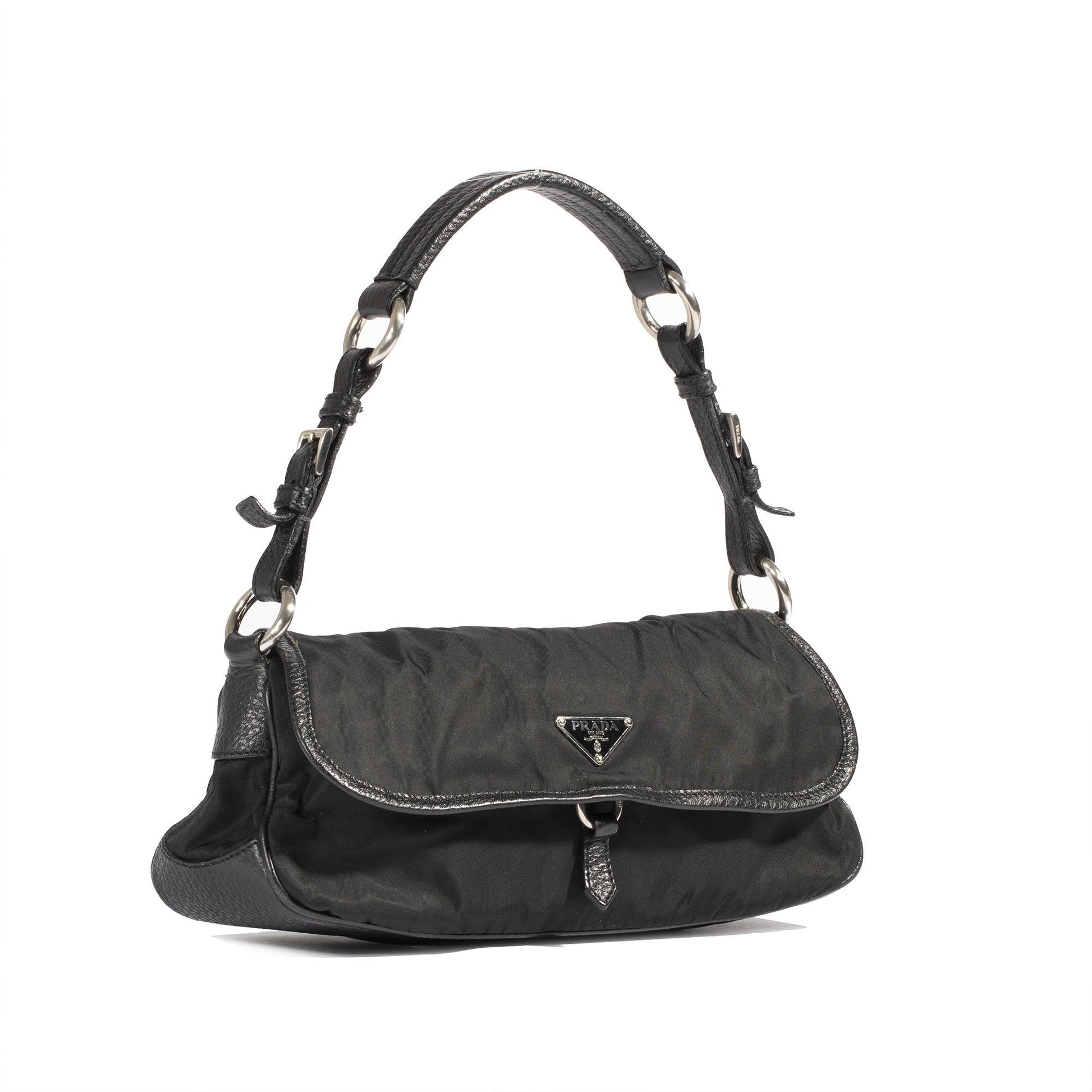 Prada Trimmed Tessuto Vien Bag Leather Nylon Travel Bag