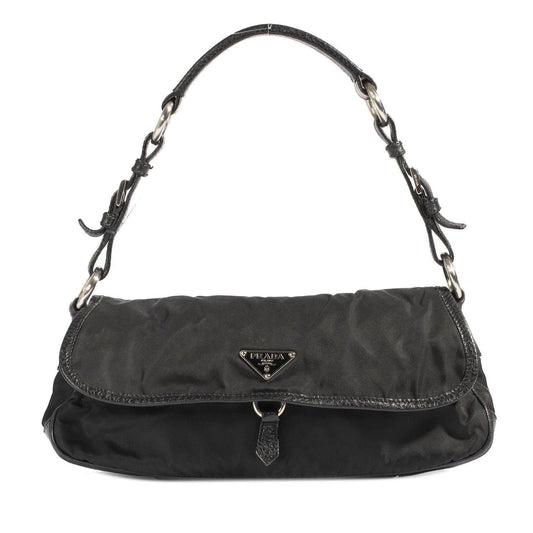 Prada Trimmed Tessuto Vien Bag Leather Nylon Travel Bag