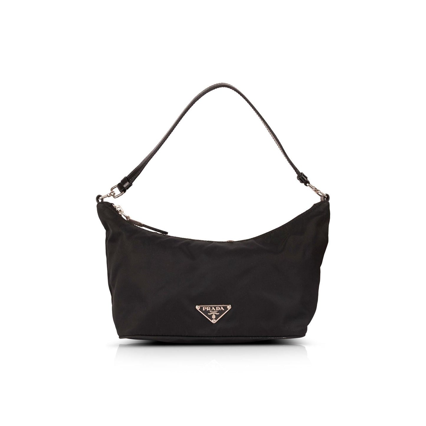 Prada Trimmed Tessuto Pochette Handbag Leather Travel Bag