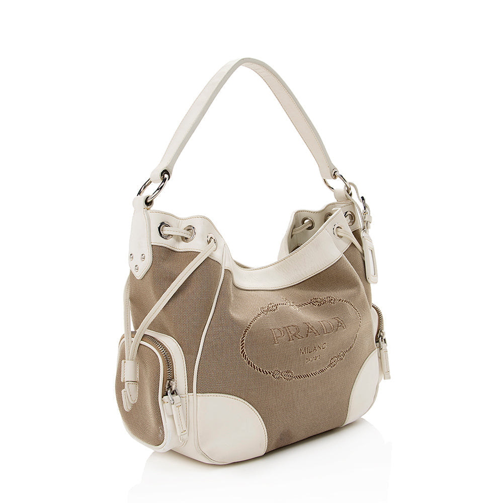 Prada Jacquard Hobo Shf Logo Shoulder Bag