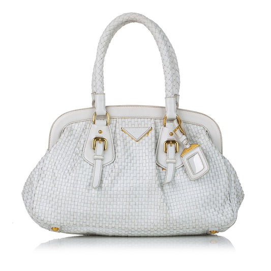 Prada Madras Frame Handbag Shg Satchel Bag