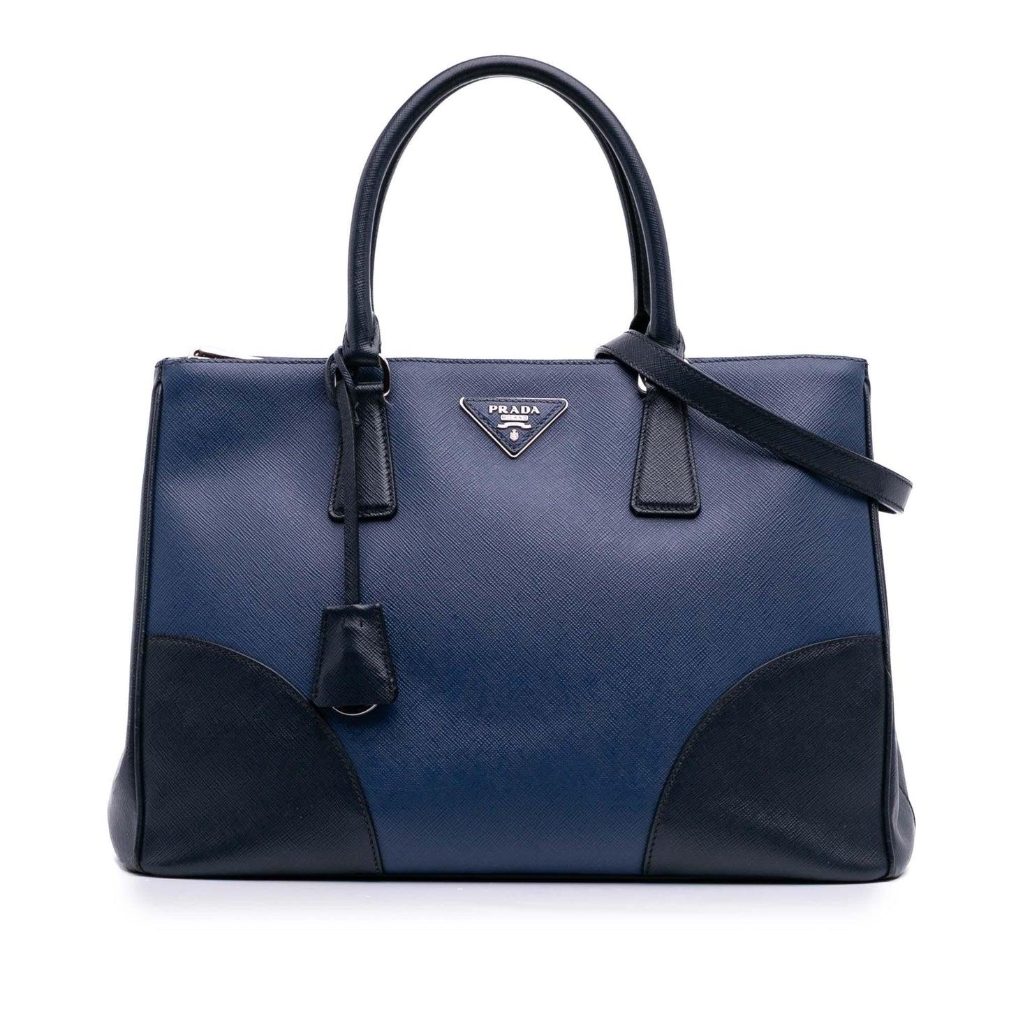 Prada Bicolor Lux Galleria Double Satchel Saffiano Medium Zip Satchel Bag