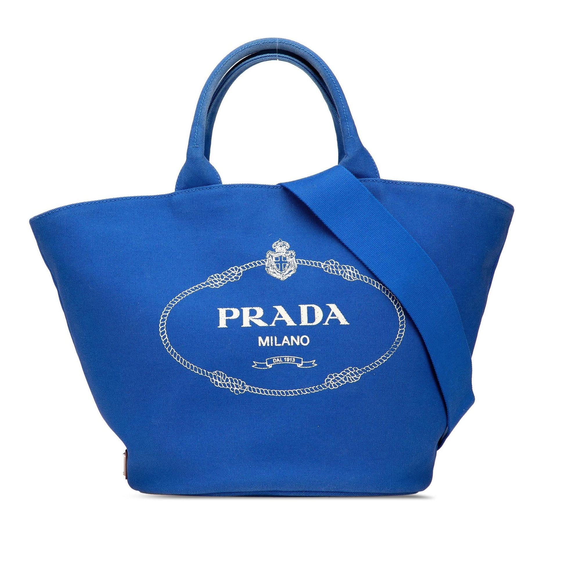 Prada Canapa Convertible Shopping Tote Canvas Medium Logo Tote Bag
