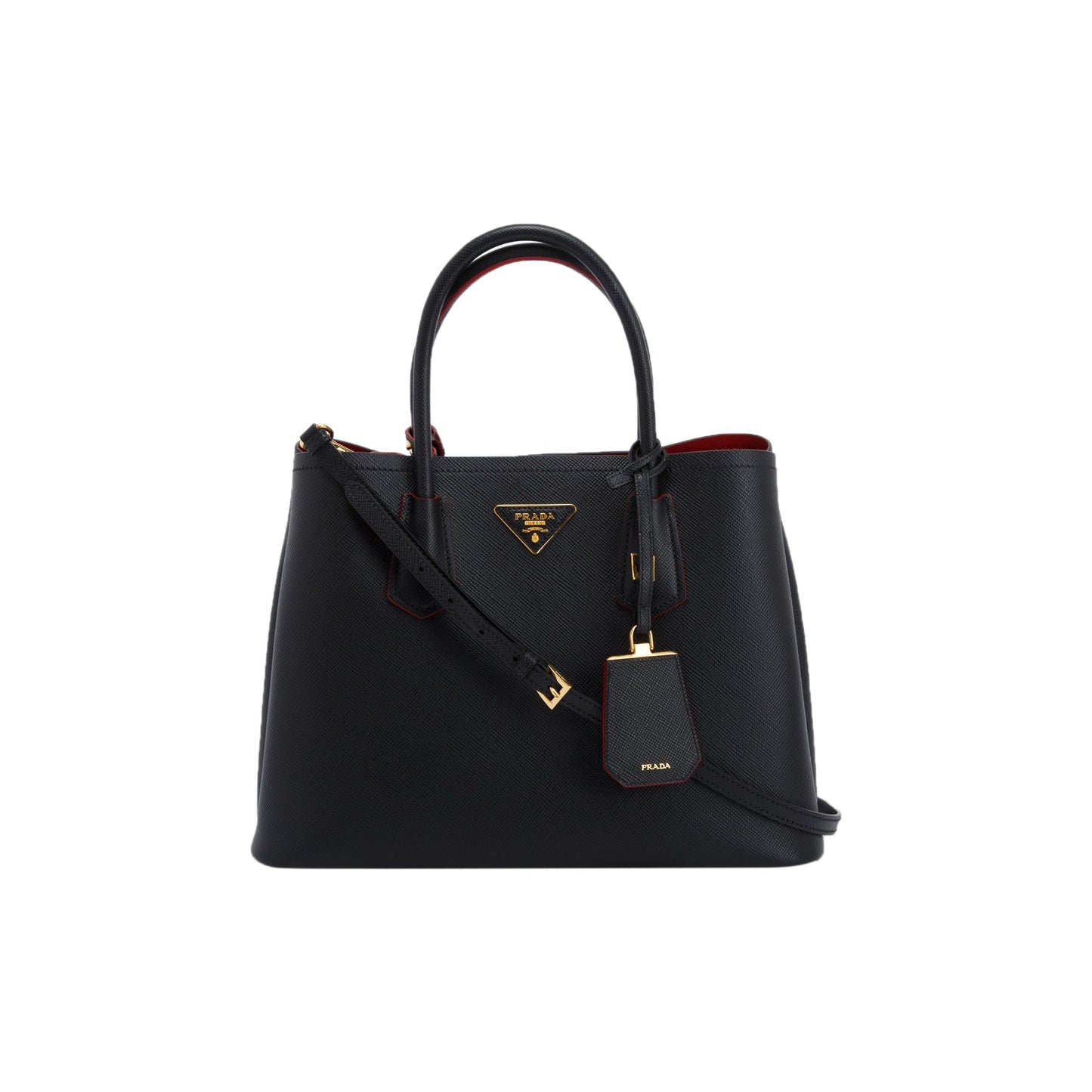 Prada Saffiano Cuir Double Tote Handbag Medium Tote Bag