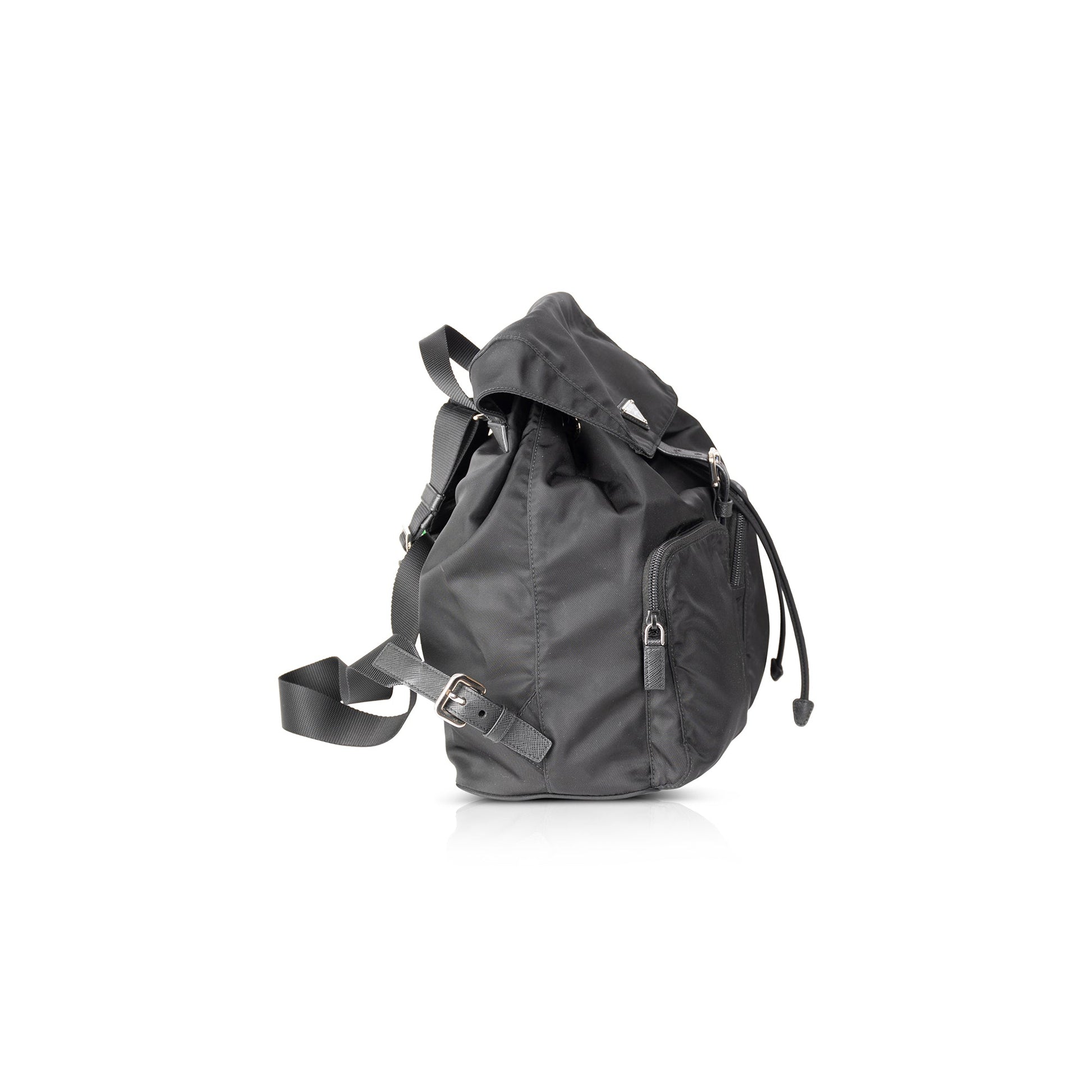 Prada Saffiano Trimmed Tessuto Backpack Handbag Leather Nylon Backpack Handbag