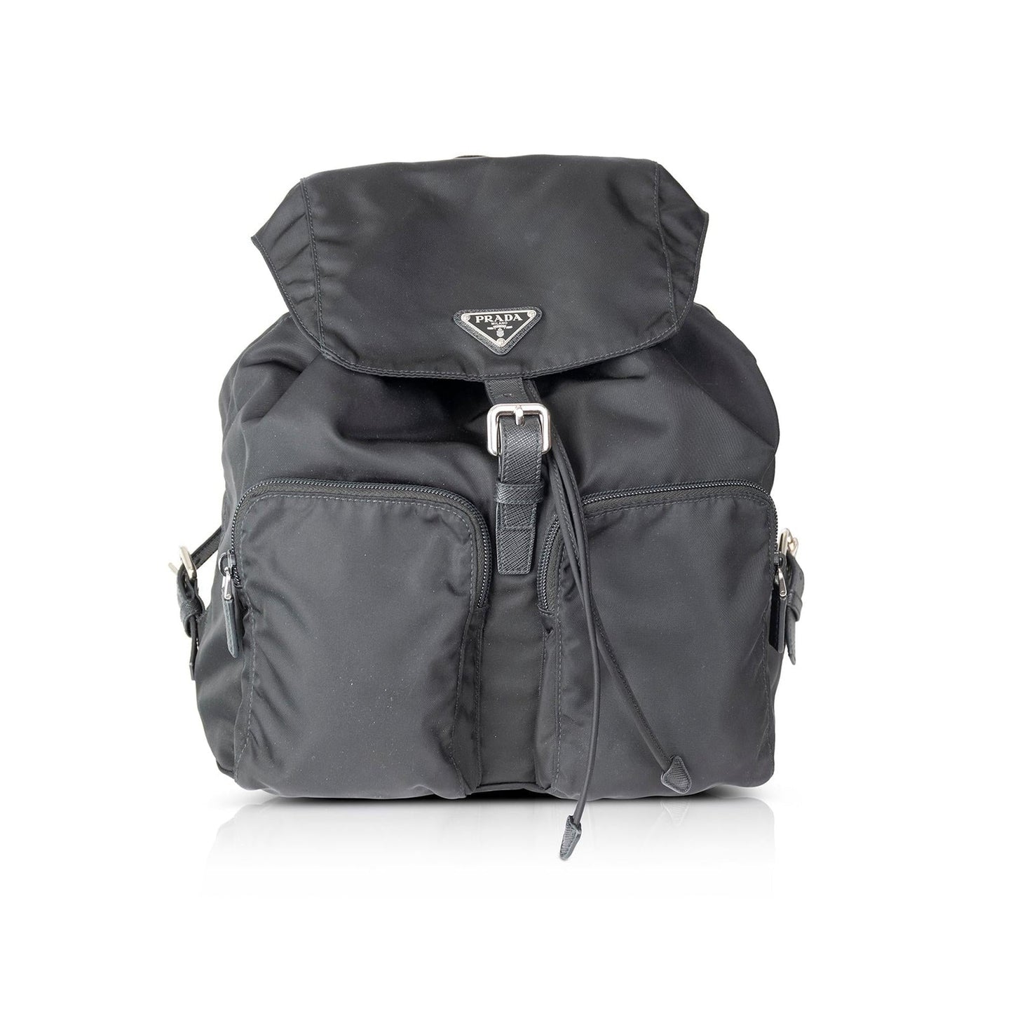 Prada Saffiano Trimmed Tessuto Backpack Handbag Leather Nylon Backpack Handbag