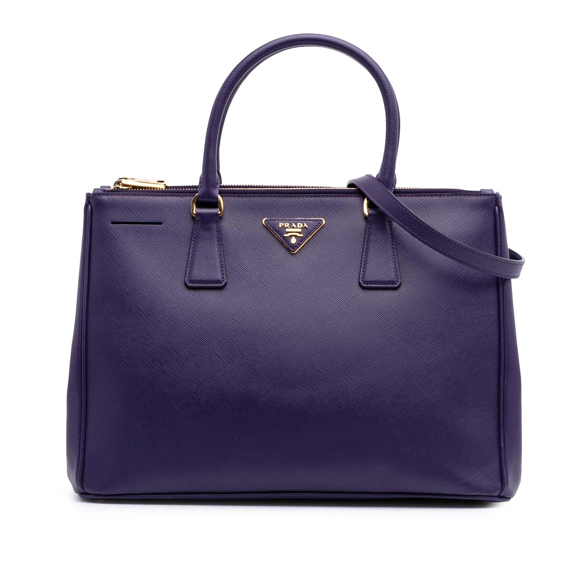 Prada Lux Galleria Double Satchel Saffiano Medium Zip Satchel Bag