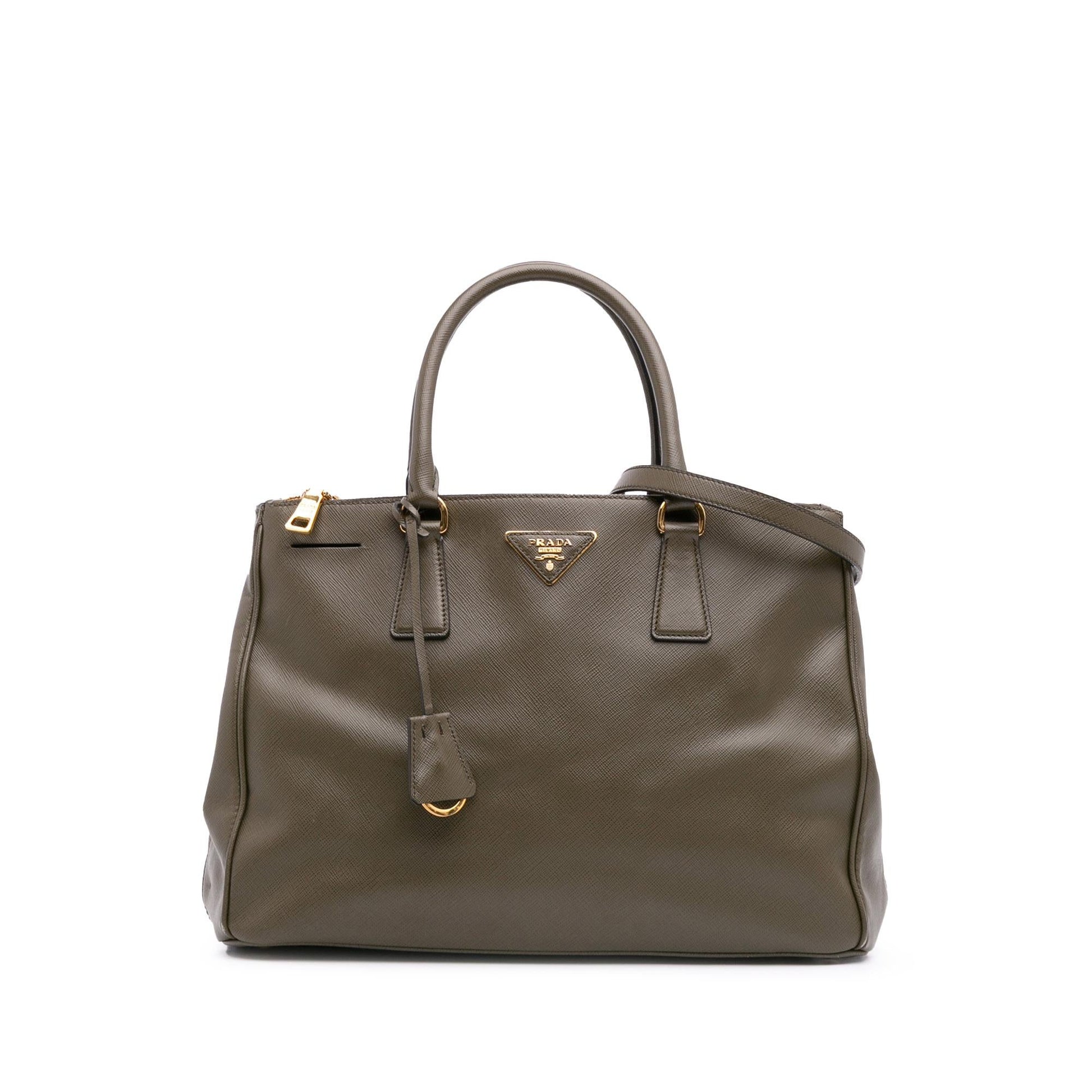 Prada Lux Galleria Double Satchel Bag Saffiano Medium Zip
