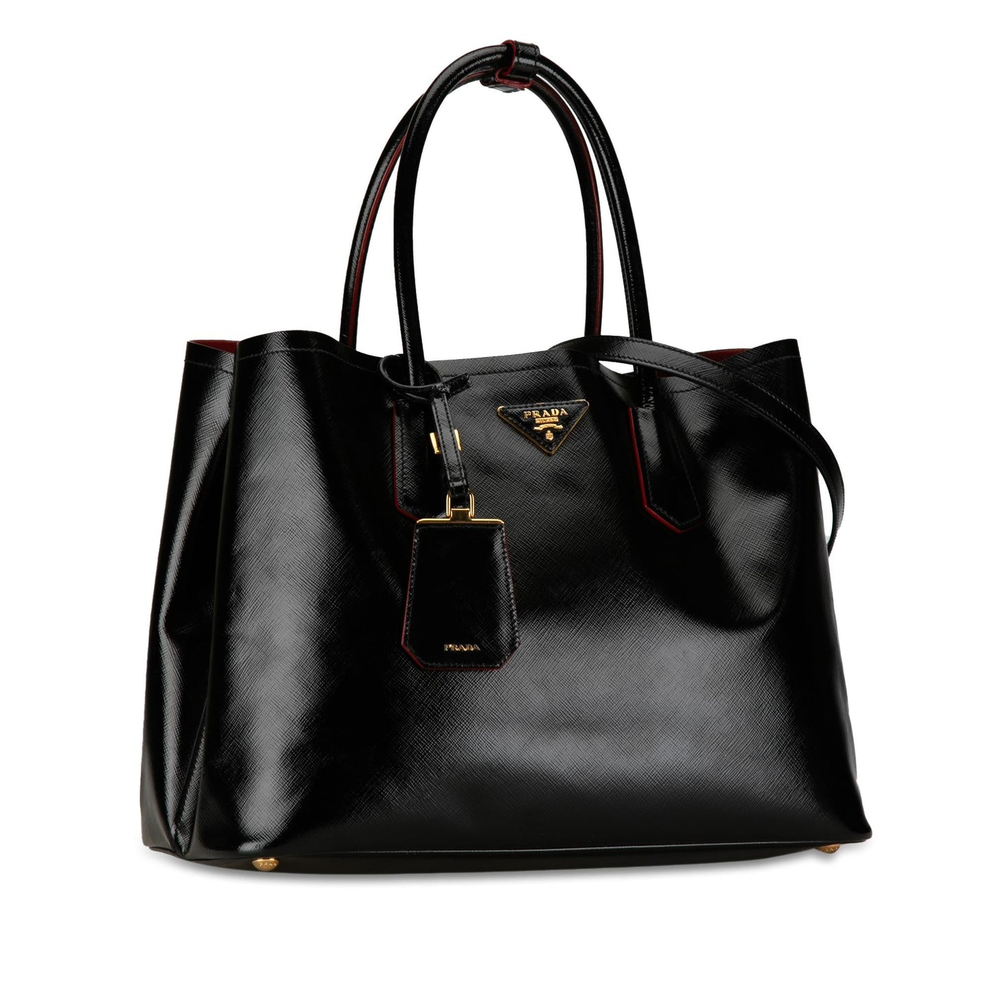 Prada Vernice Double Satchel Shg Vftu3R Saffiano Medium Satchel Bag