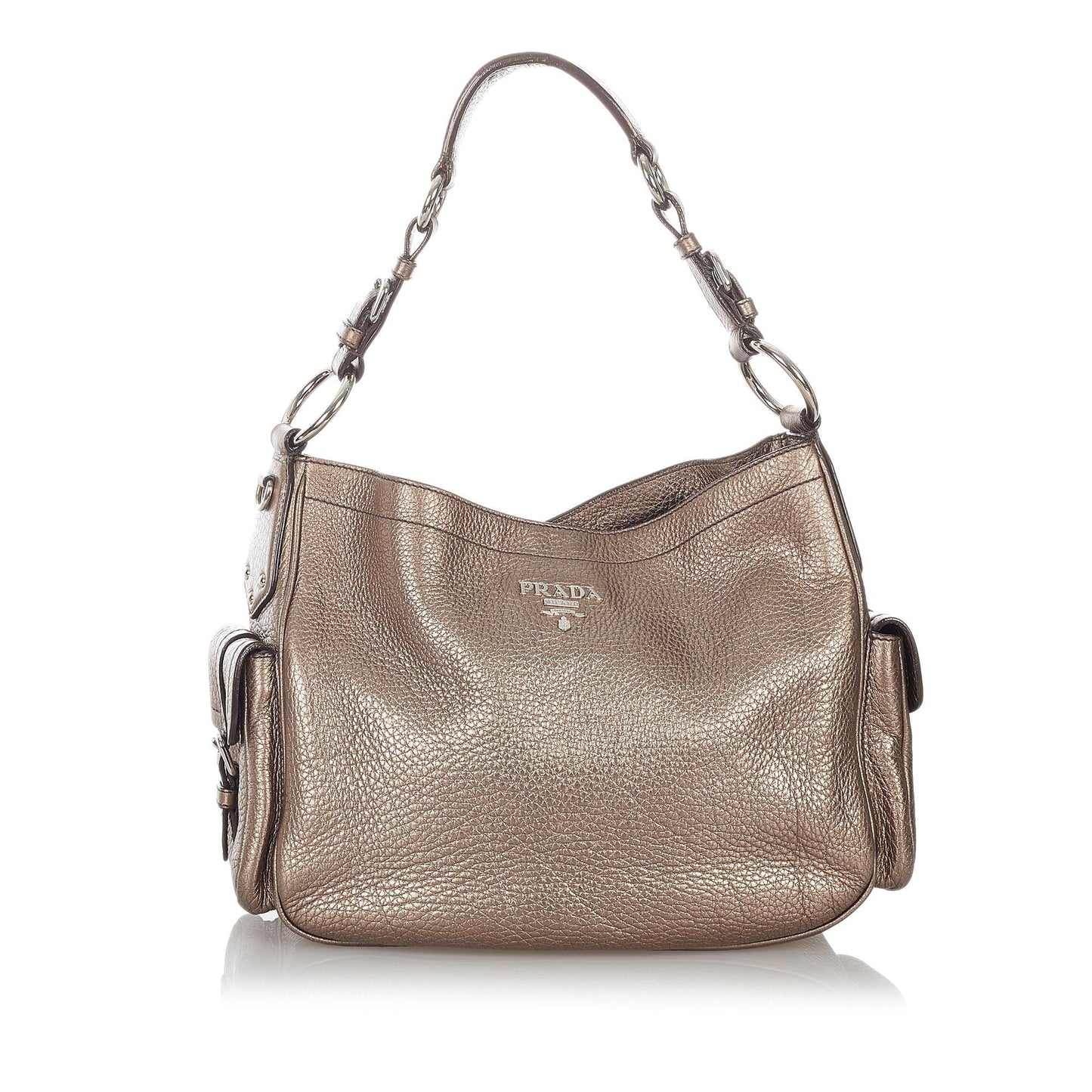 Prada Metallic Shoulder Bag Shg Leather