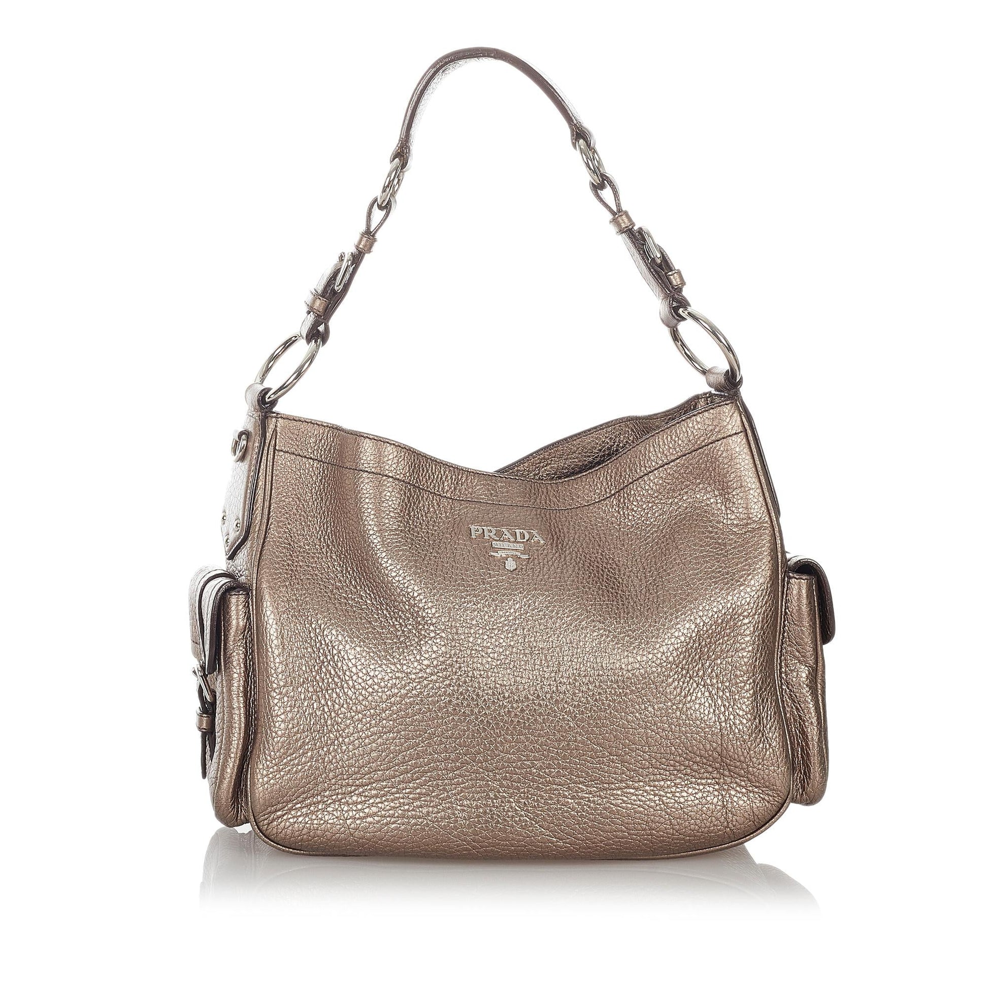 Prada Metallic Shoulder Bag Shg Leather