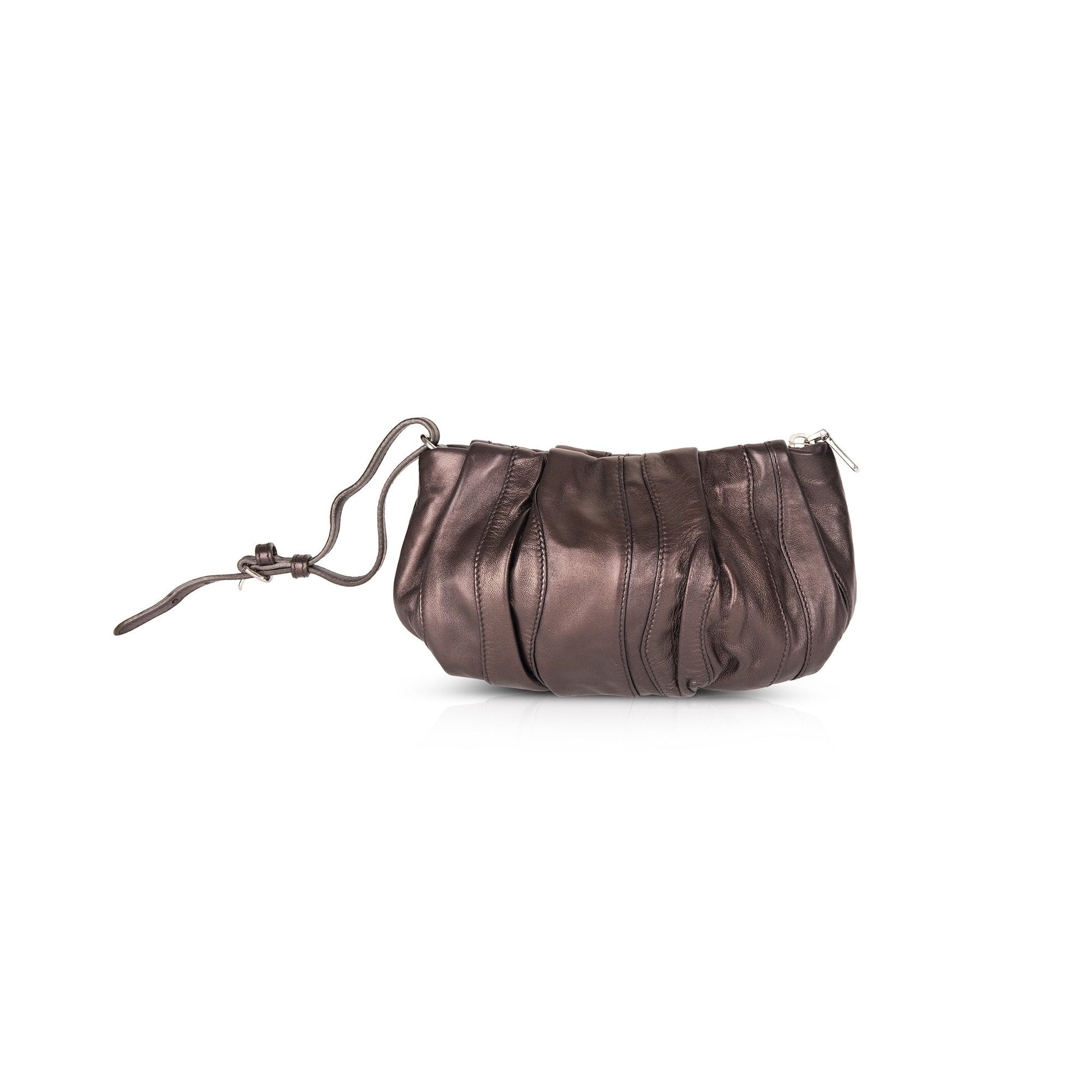 Prada Metallic Nappa Waves Wristlet Handbag Travel Bag