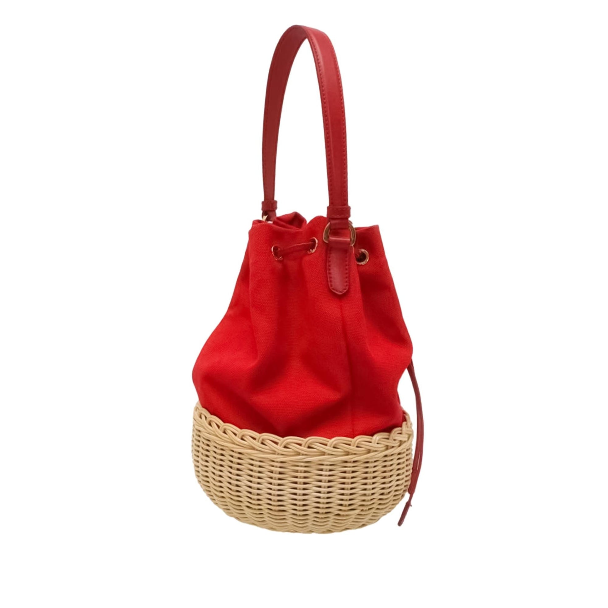 Prada Midollino And Canapa Bag Shg Bucket Shoulder Bag