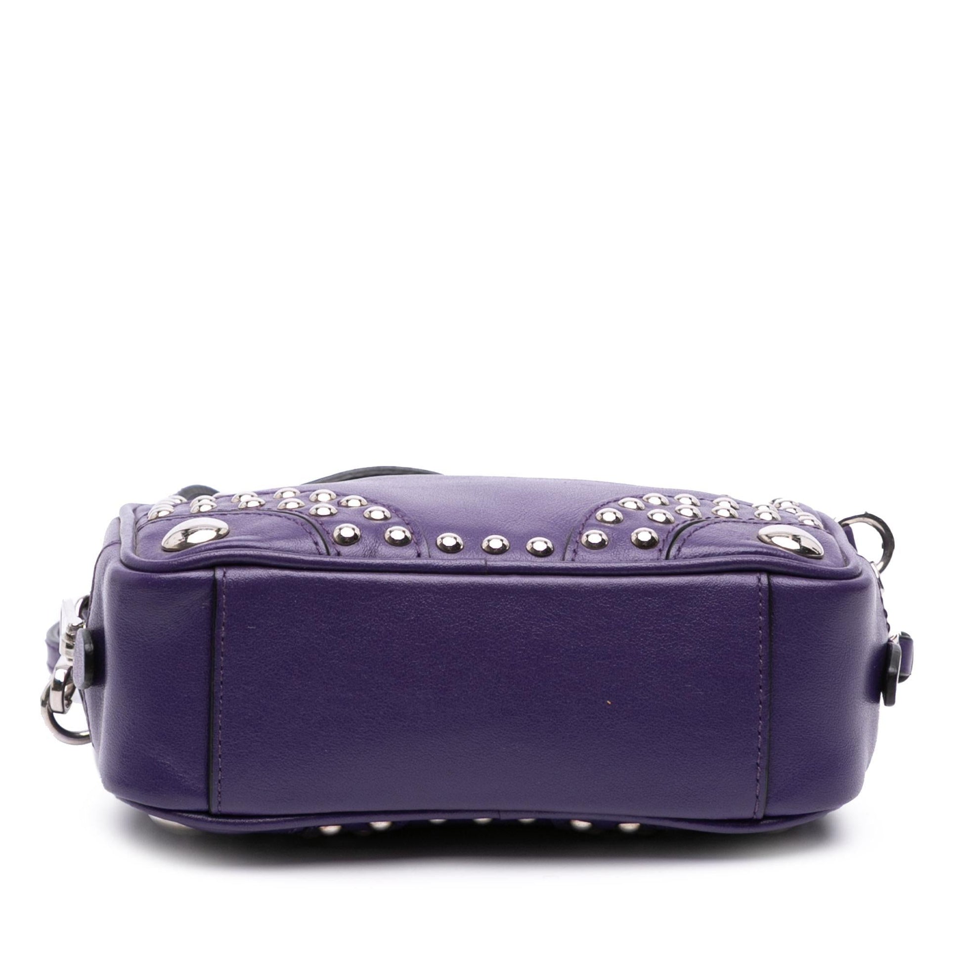 Prada Studded Camera Bag Leather Mini Crossbody Bag