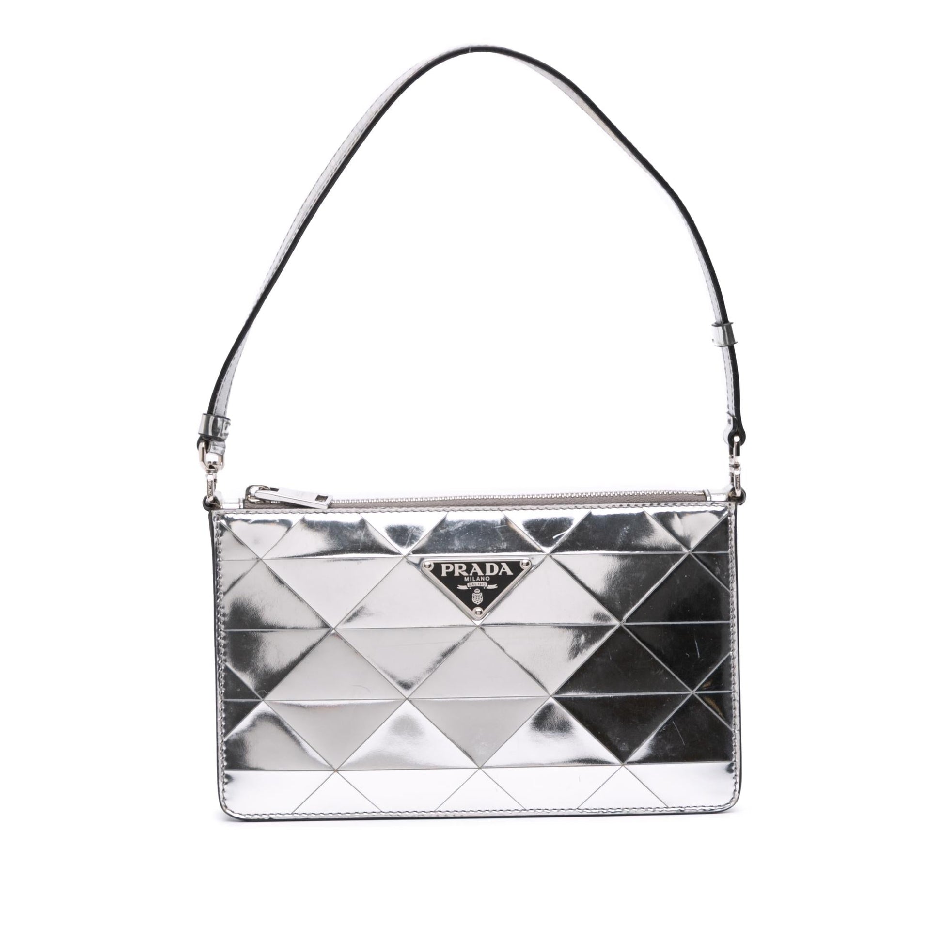 Prada Metallic Spazzolato Tria Shoulder Bag Mini