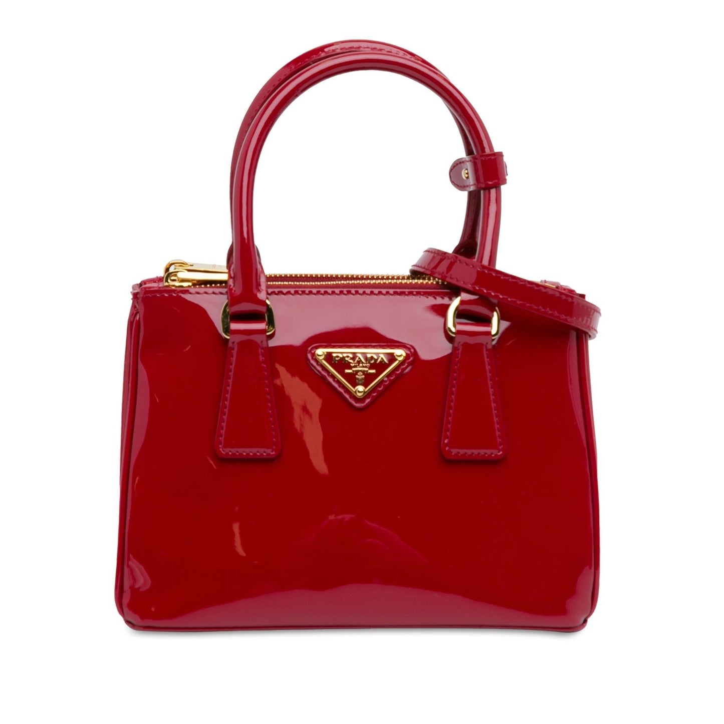 Prada Galleria Double Satchel Shg Prgtu5 Patent Mini Zip Satchel Bag