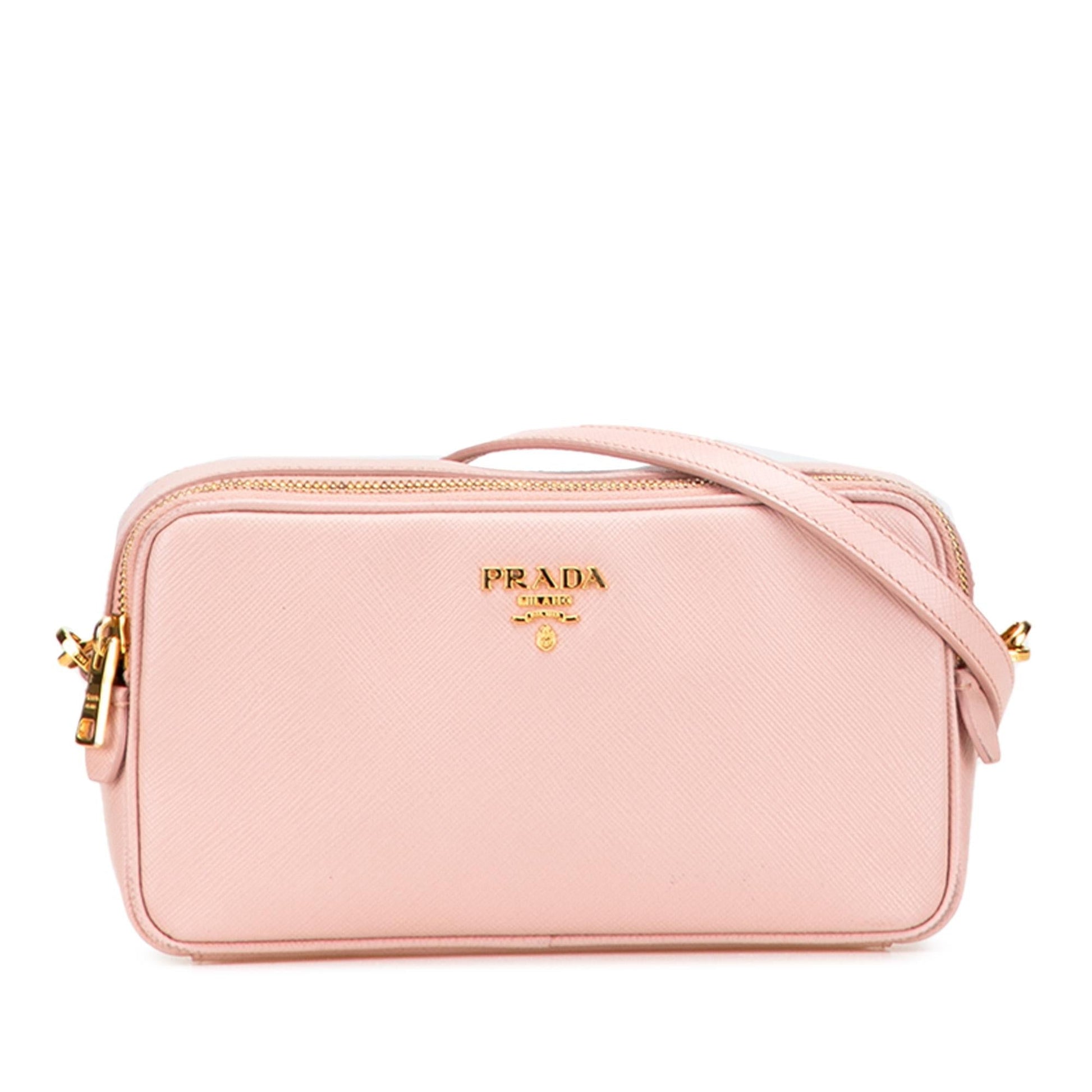 Prada Double Crossbody Saffiano Mini Zip Crossbody Bag