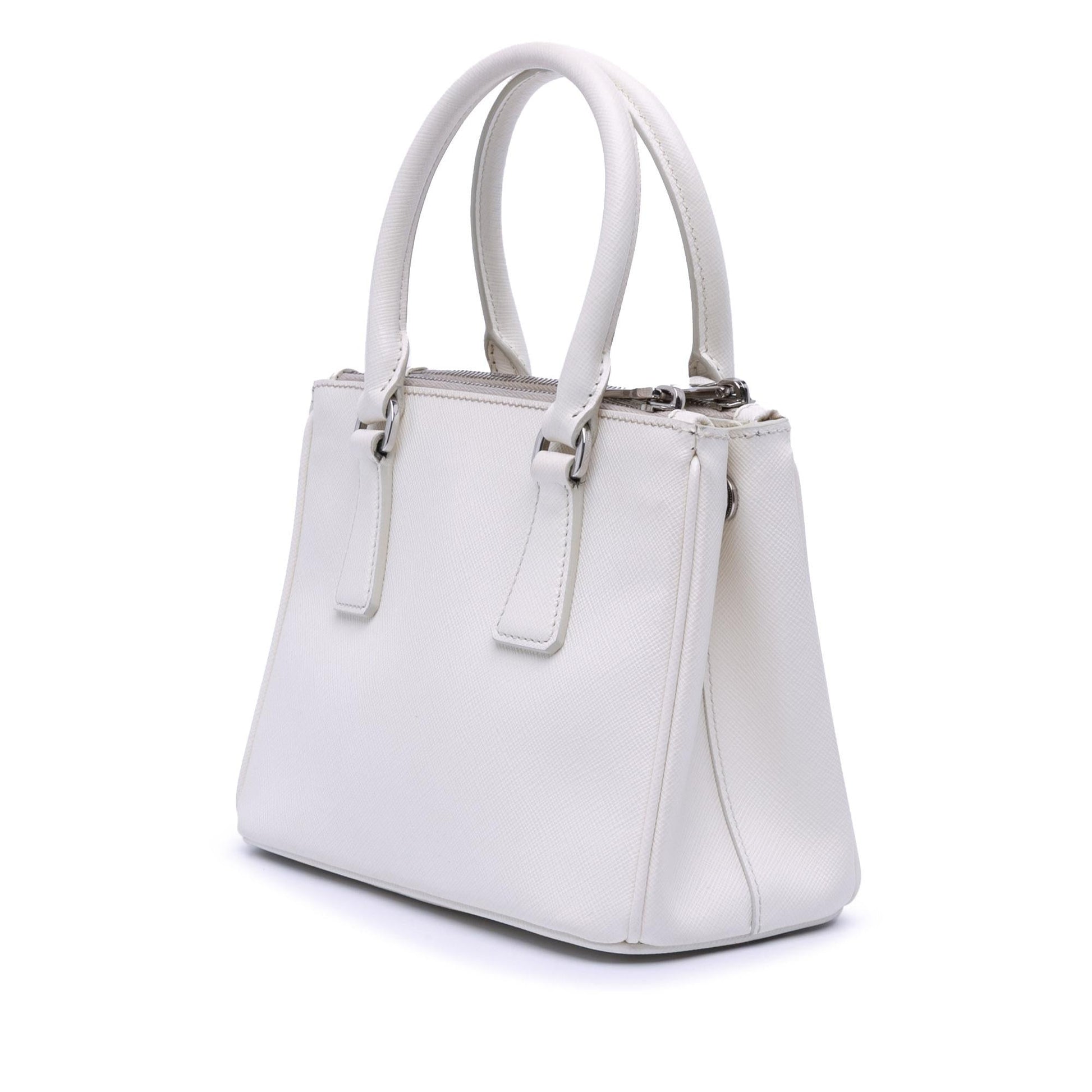 Prada Lux Crystal Embellished Galleria Double Satchel Bag Saffiano Mini Zip