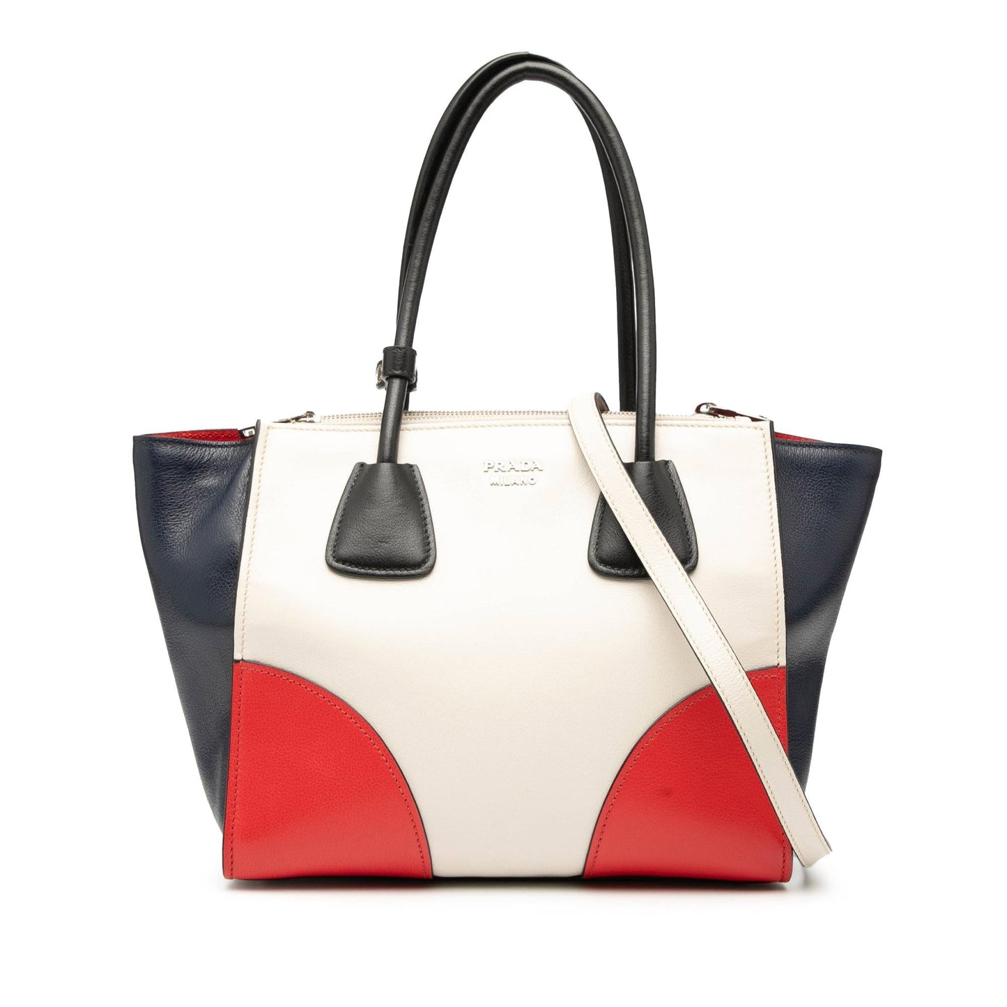 Prada Glace Calf Twin Pocket Satchel Multicolor Satchel Bag