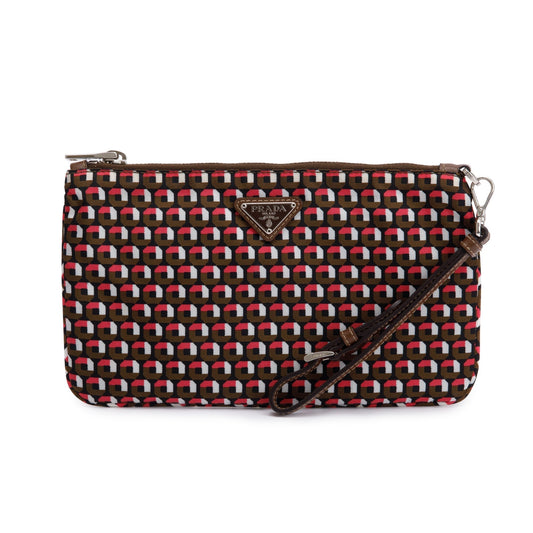 Prada Multicolor Tessuto Stampato Wristlet Handbag Nylon Travel Bag
