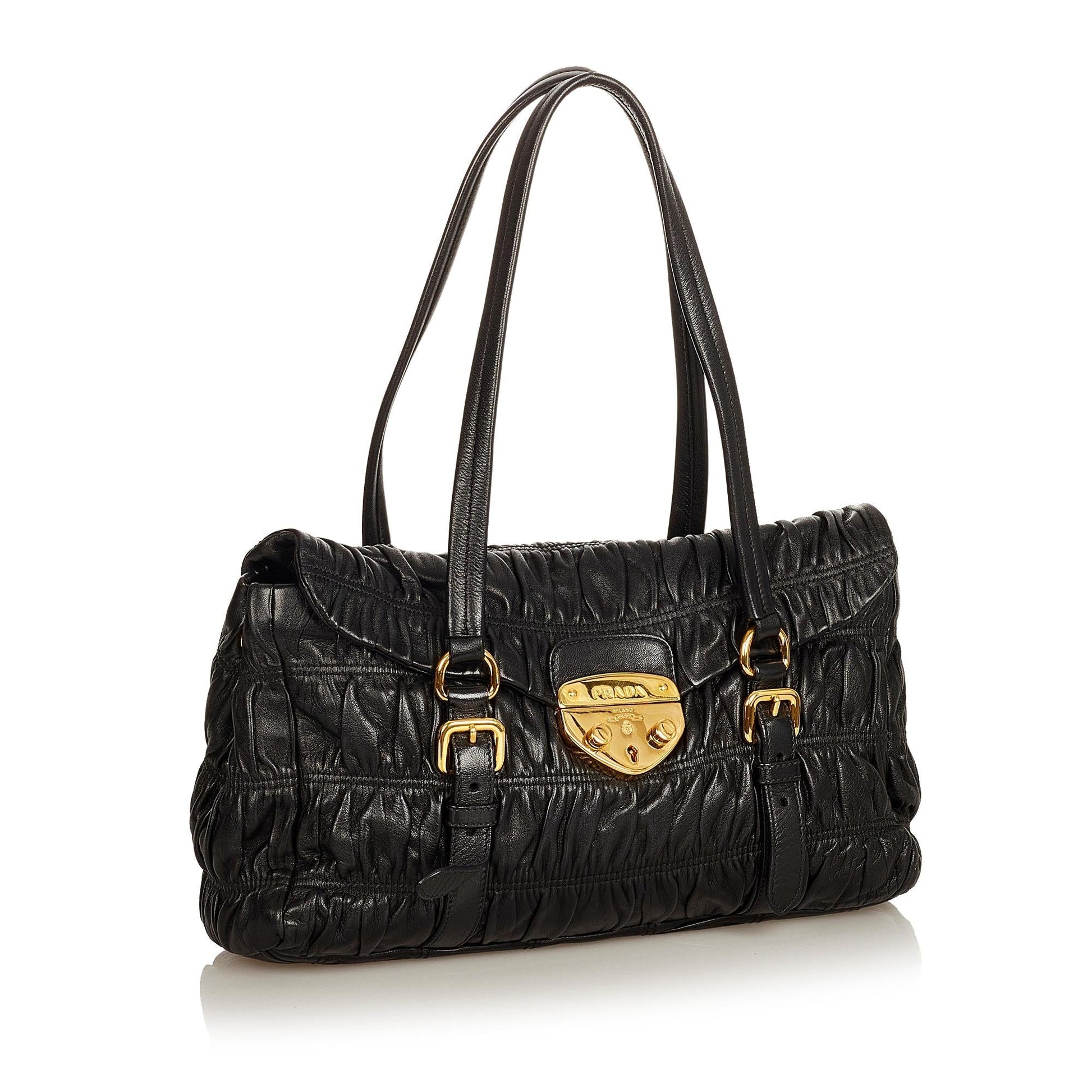 Prada Nappa Gaufre Sound Lock Handbag Shg Satchel Bag