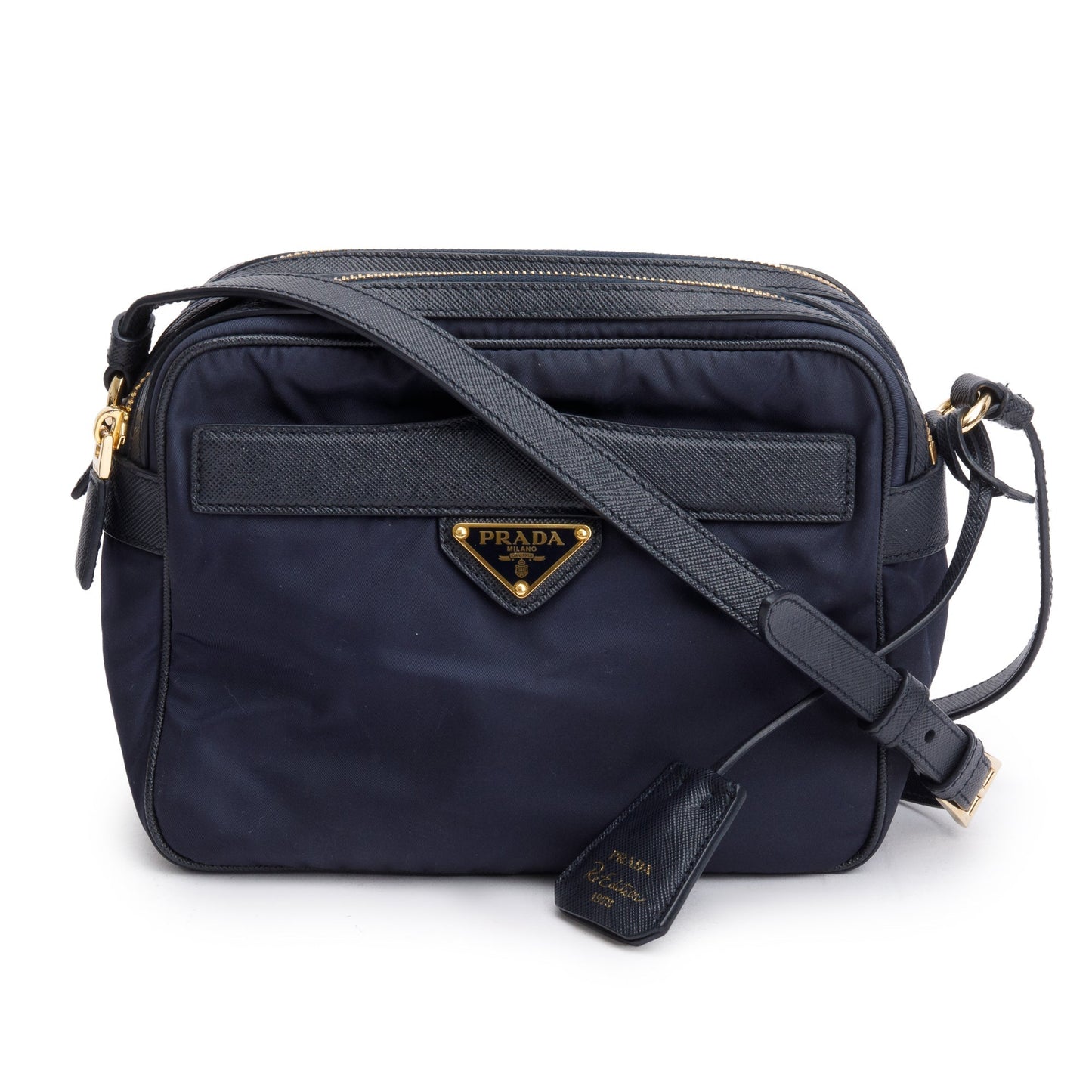 Prada Navy And Saffiano Trim Re Edition Shoulder Leather Nylon Shoulder Bag
