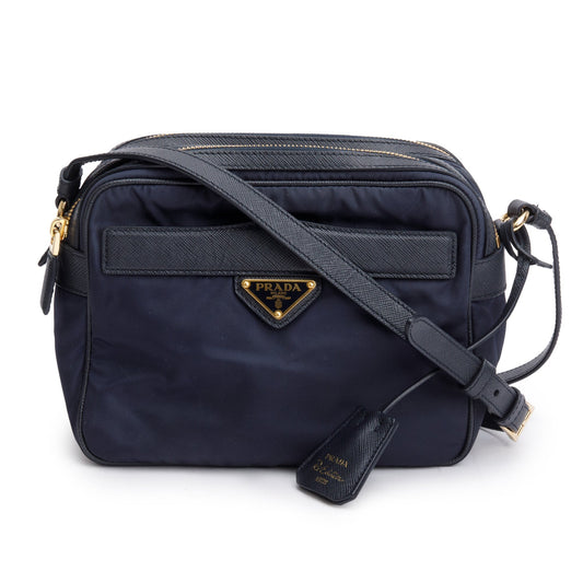 Prada Navy And Saffiano Trim Re Edition Shoulder Leather Nylon Shoulder Bag