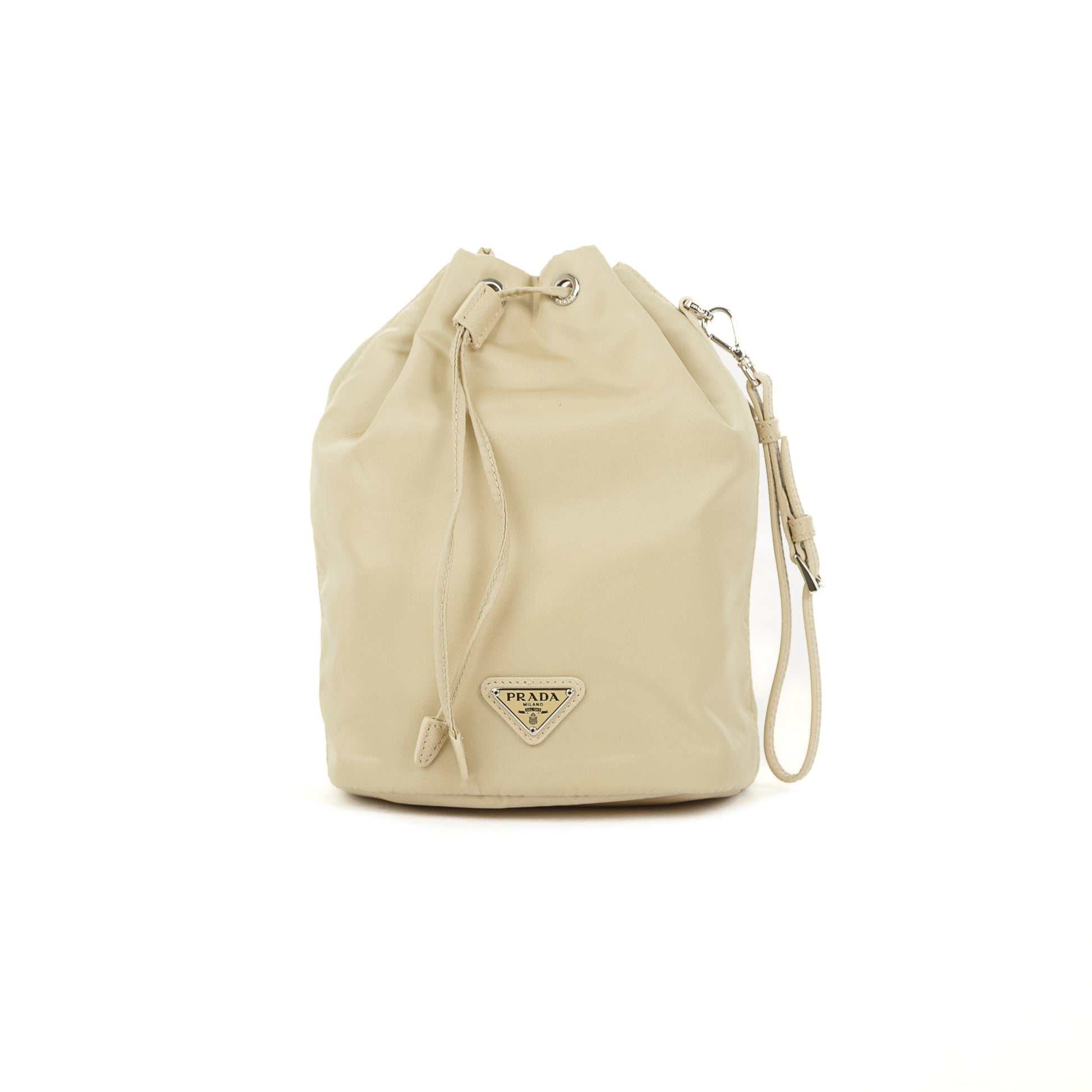 Prada Wristlet Pouch Handbag Nylon Mini Bucket Bag