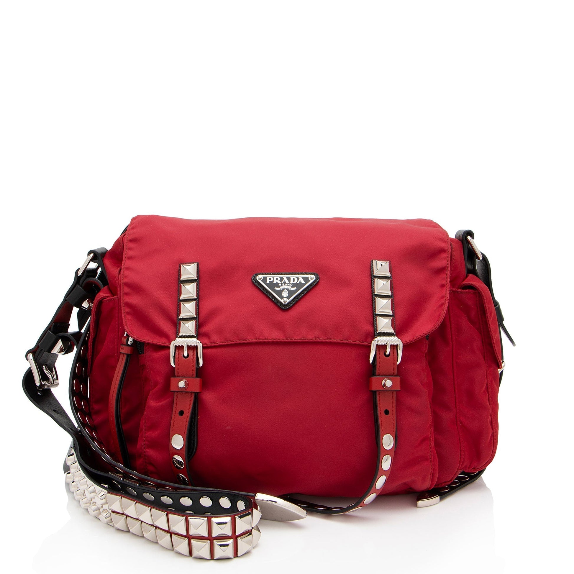 Prada Tessuto Studded New Vela Messenger Shf Cxmopg Shoulder Bag