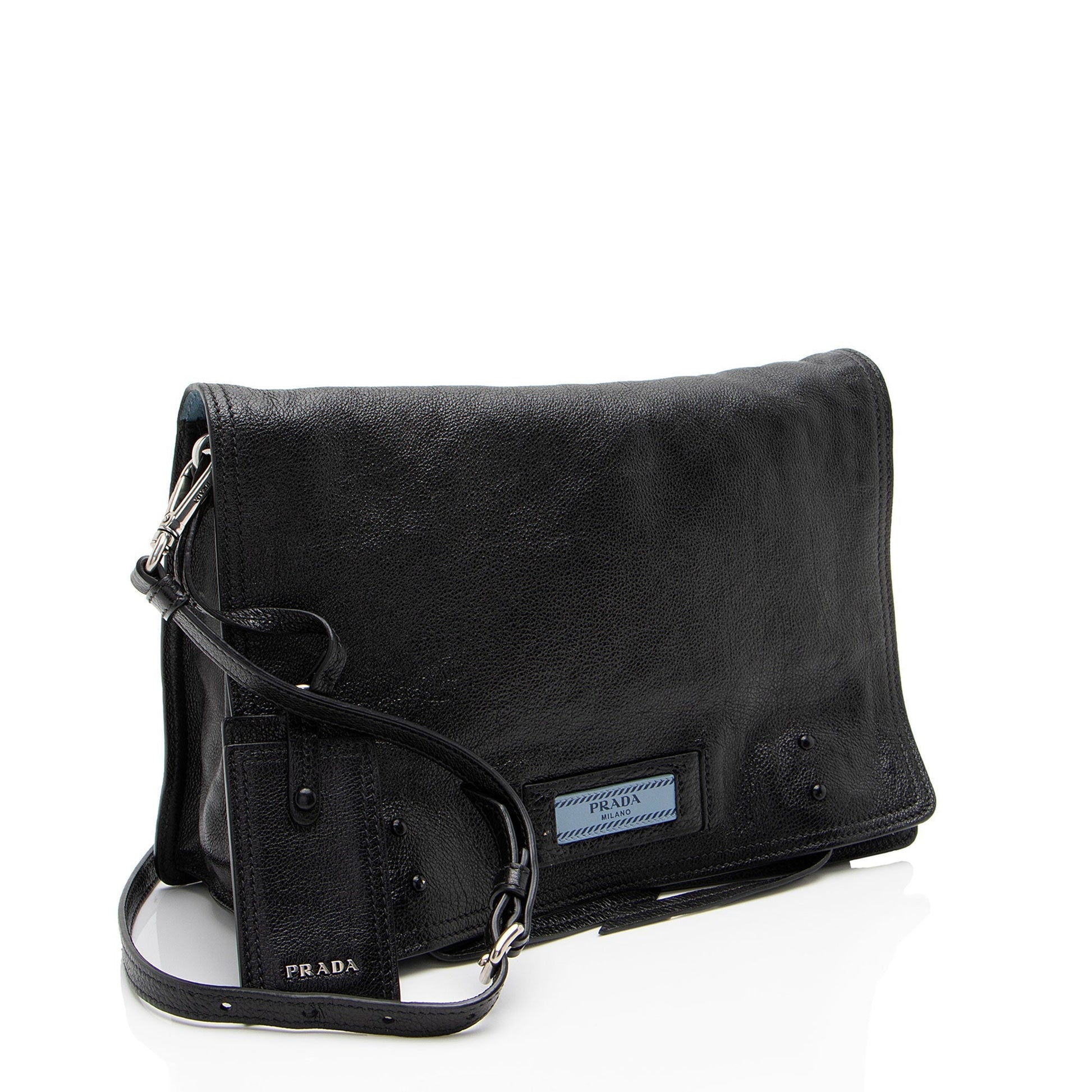 Prada Ombre Glace Calf Etiquette Messenger Flap Shoulder Bag